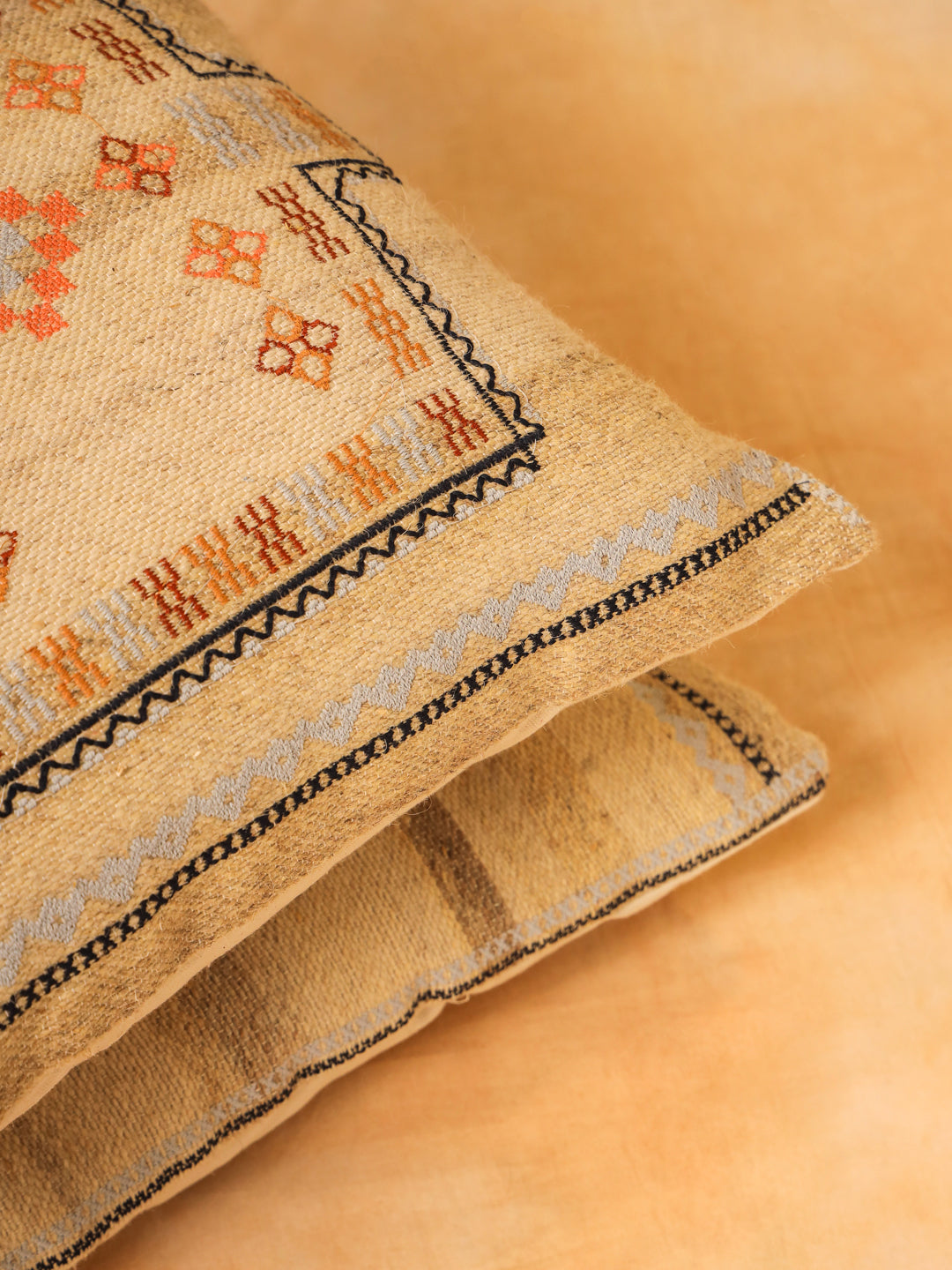 Jute Cotton Beige Colour Geometric Cushion Covers