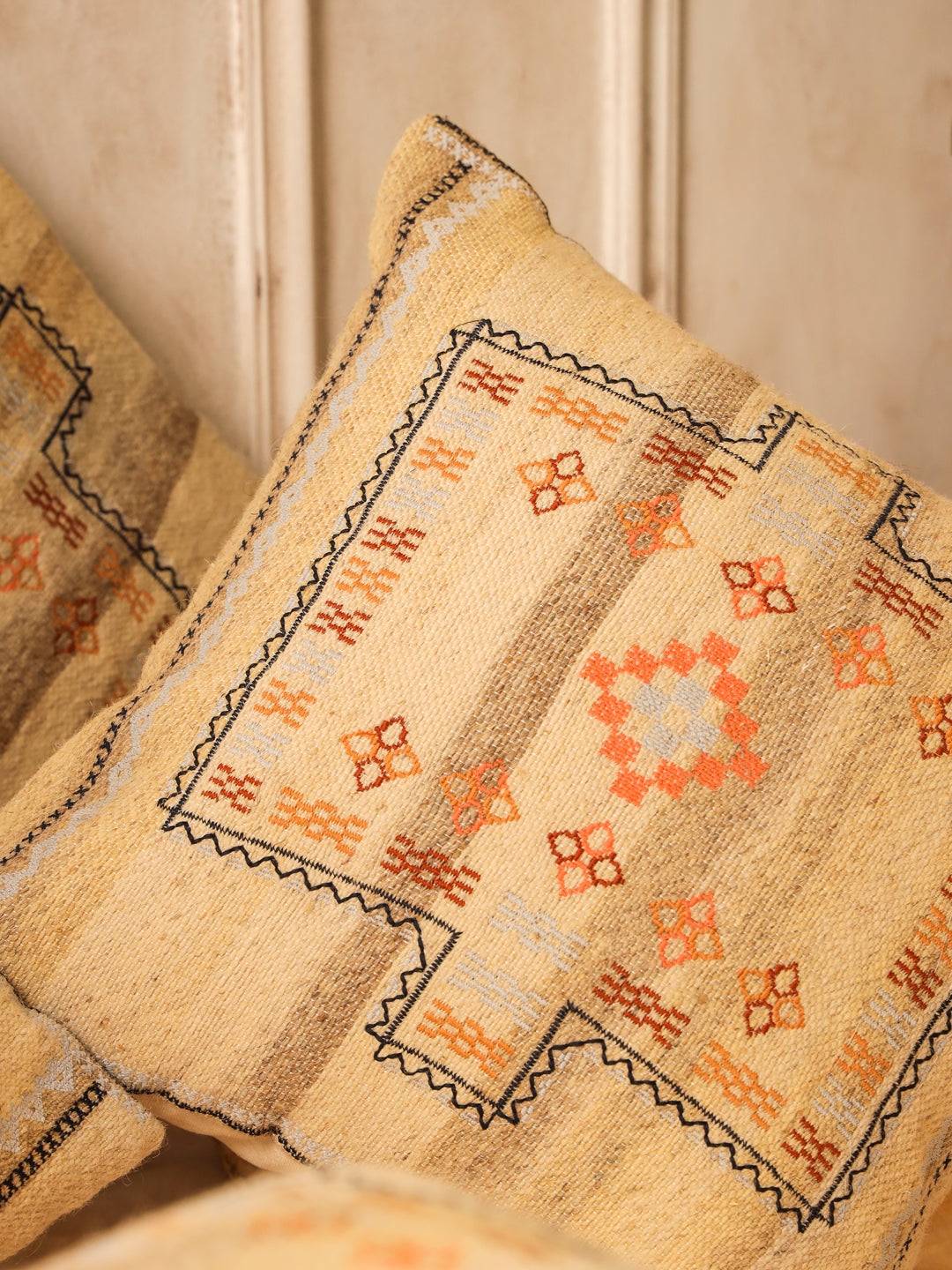 Jute Cotton Beige Colour Geometric Cushion Covers