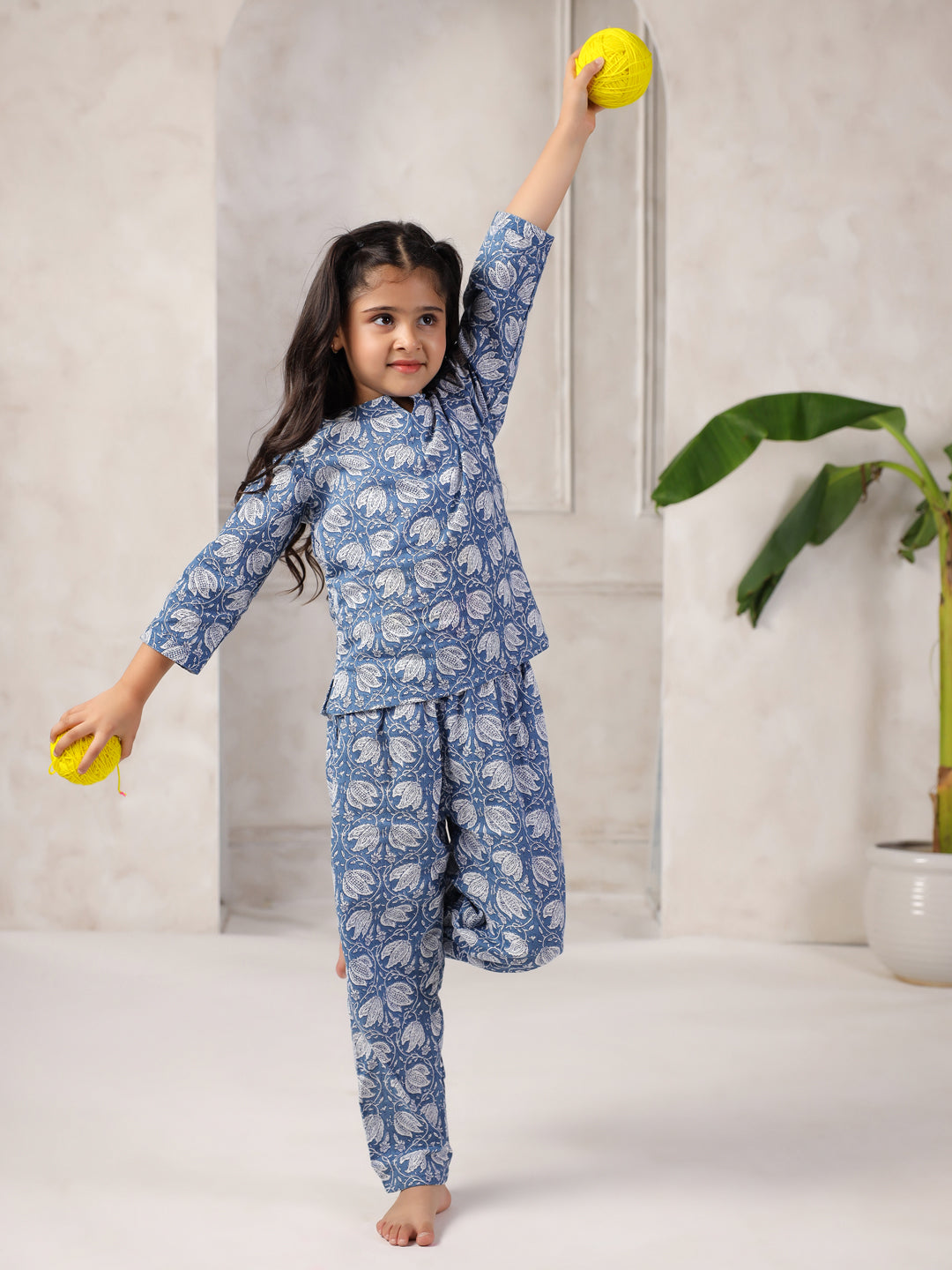 Floral Printed Night Suit Set for Kids