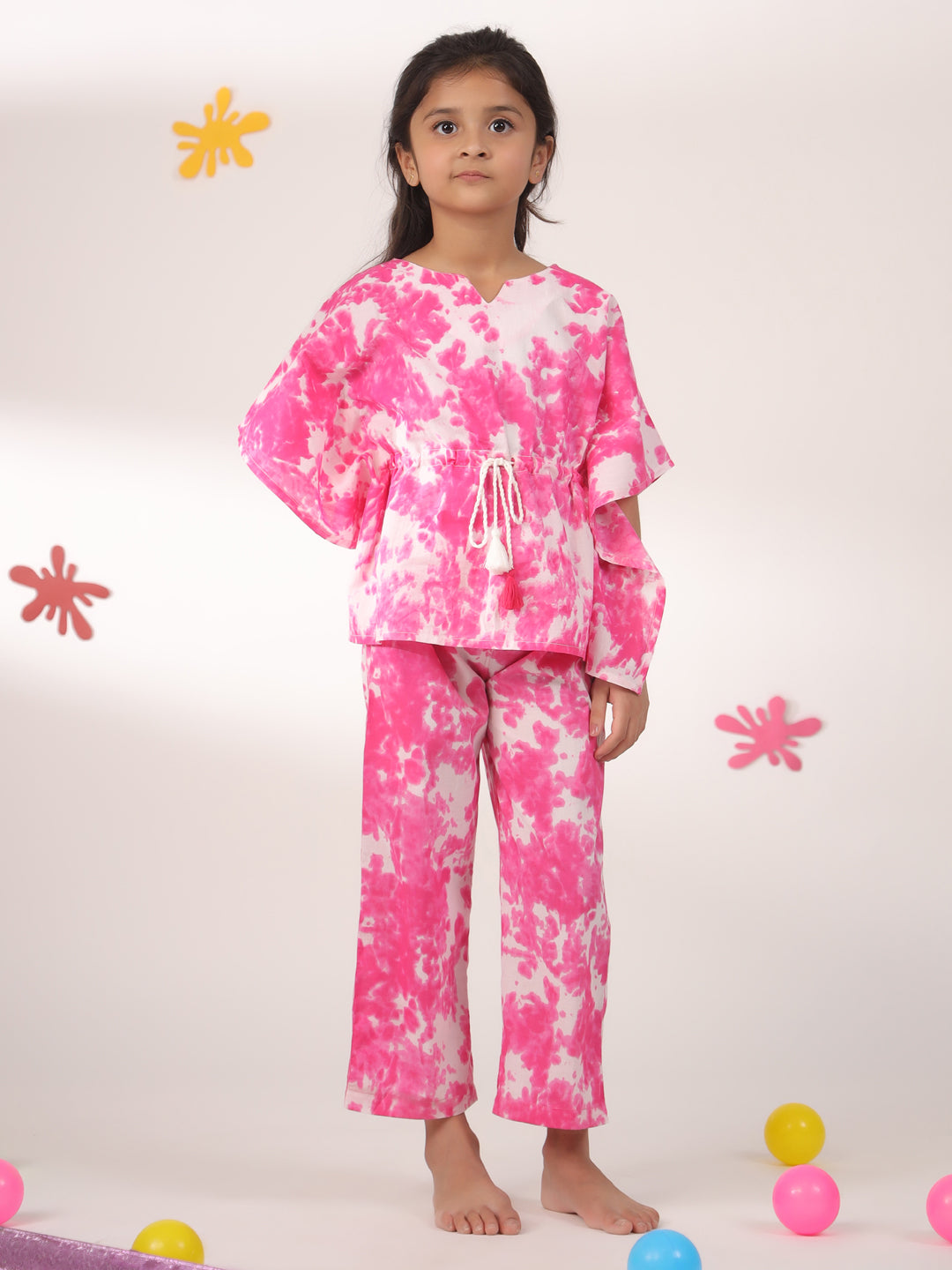 Kids Pure Cotton Pink Colour Printed Night suits