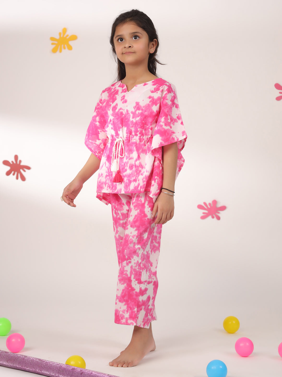 Kids Pure Cotton Pink Colour Printed Night suits