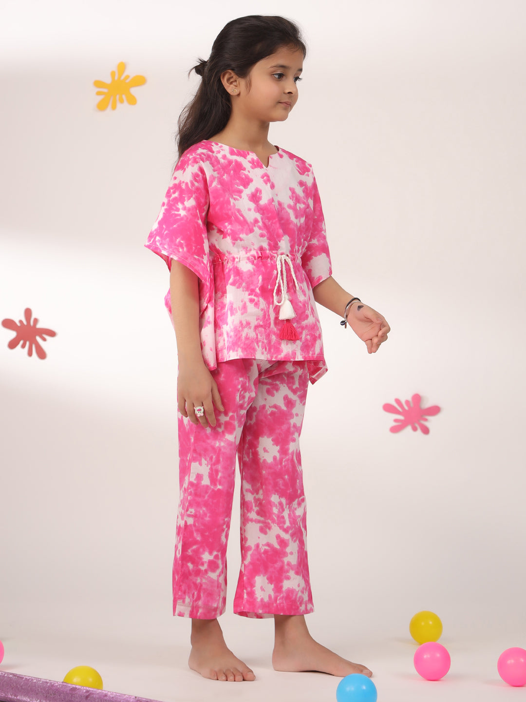 Kids Pure Cotton Pink Colour Printed Night suits