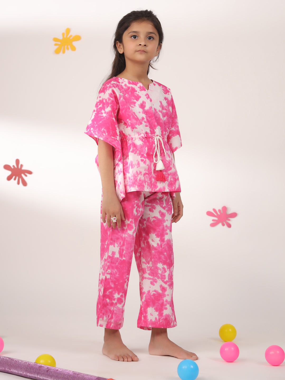 Kids Pure Cotton Pink Colour Printed Night suits