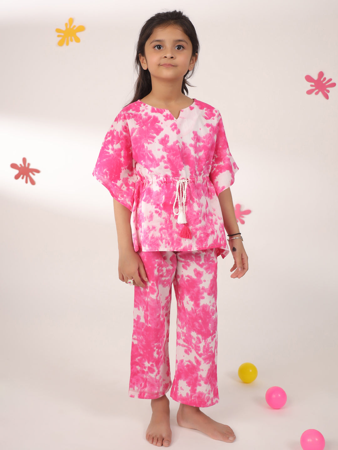 Kids Pure Cotton Pink Colour Printed Night suits