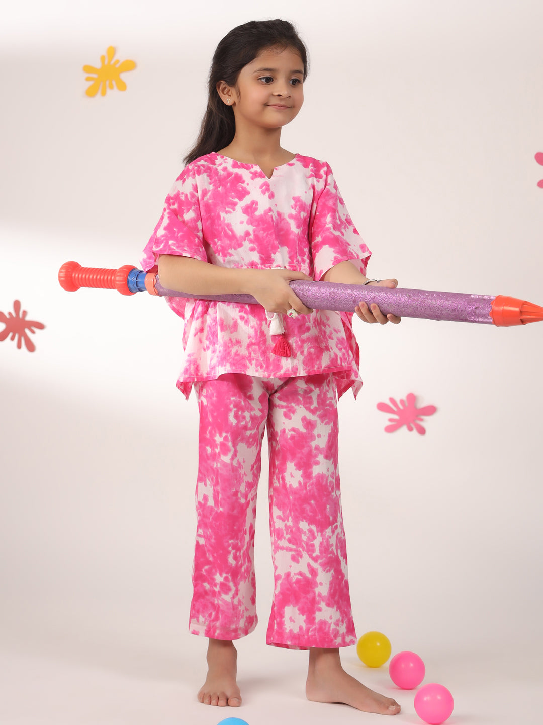 Kids Pure Cotton Pink Colour Printed Night suits