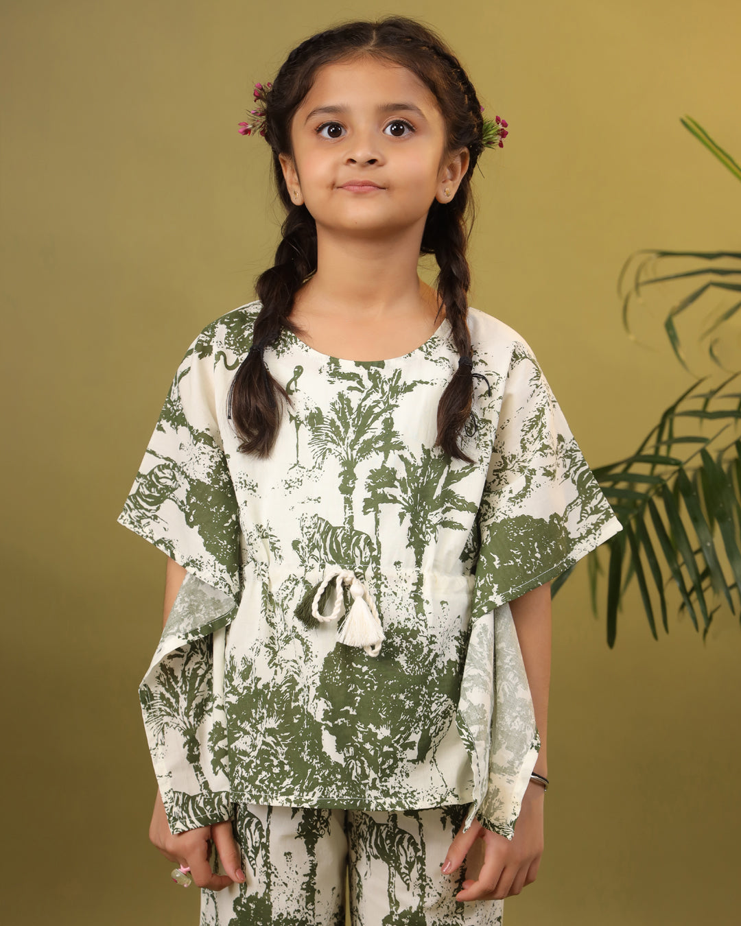 Kids Pure Cotton Green Colour Printed Night suits