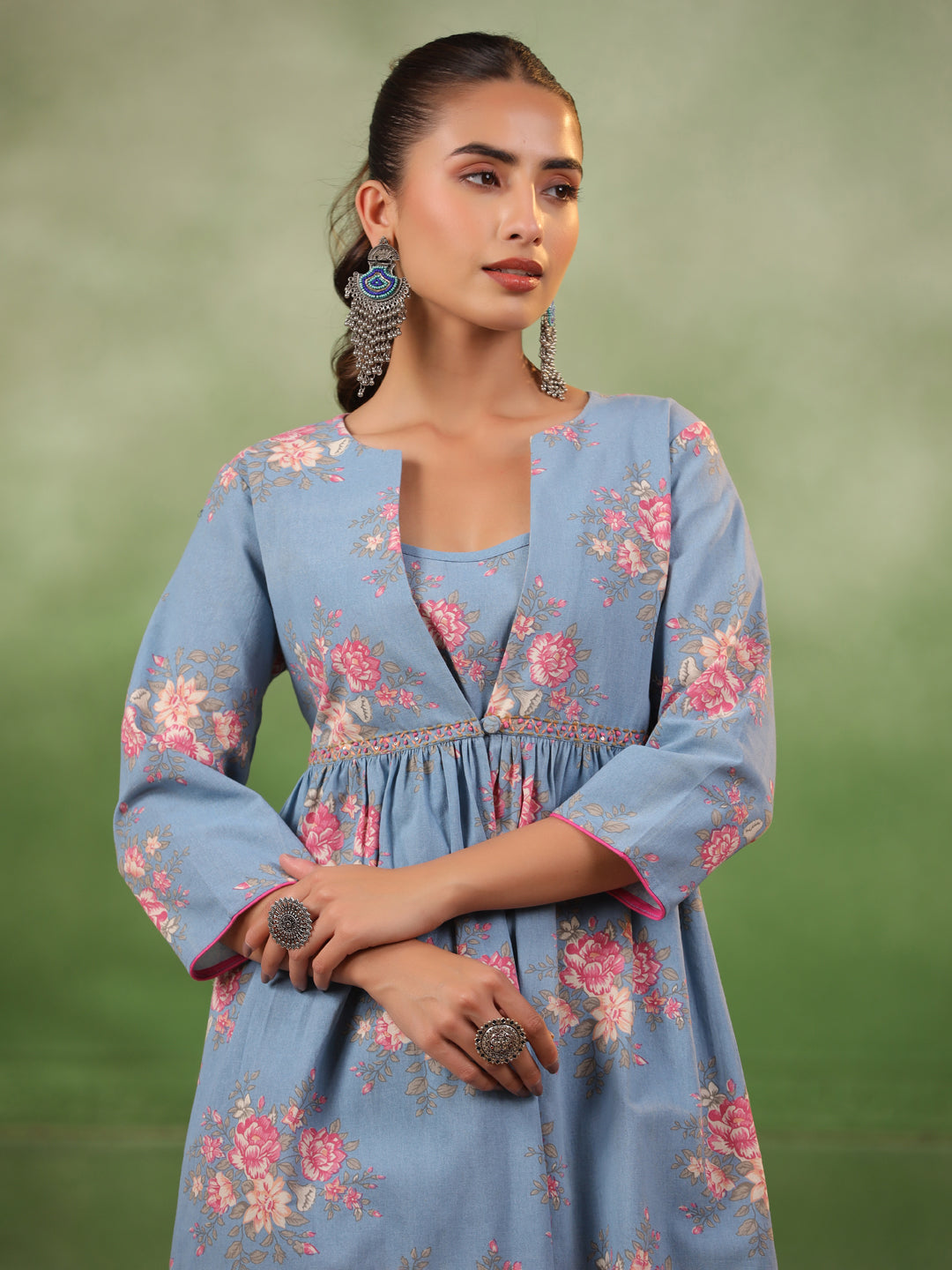 Floral Printed 3 pcs Cotton Kurta Set for Women