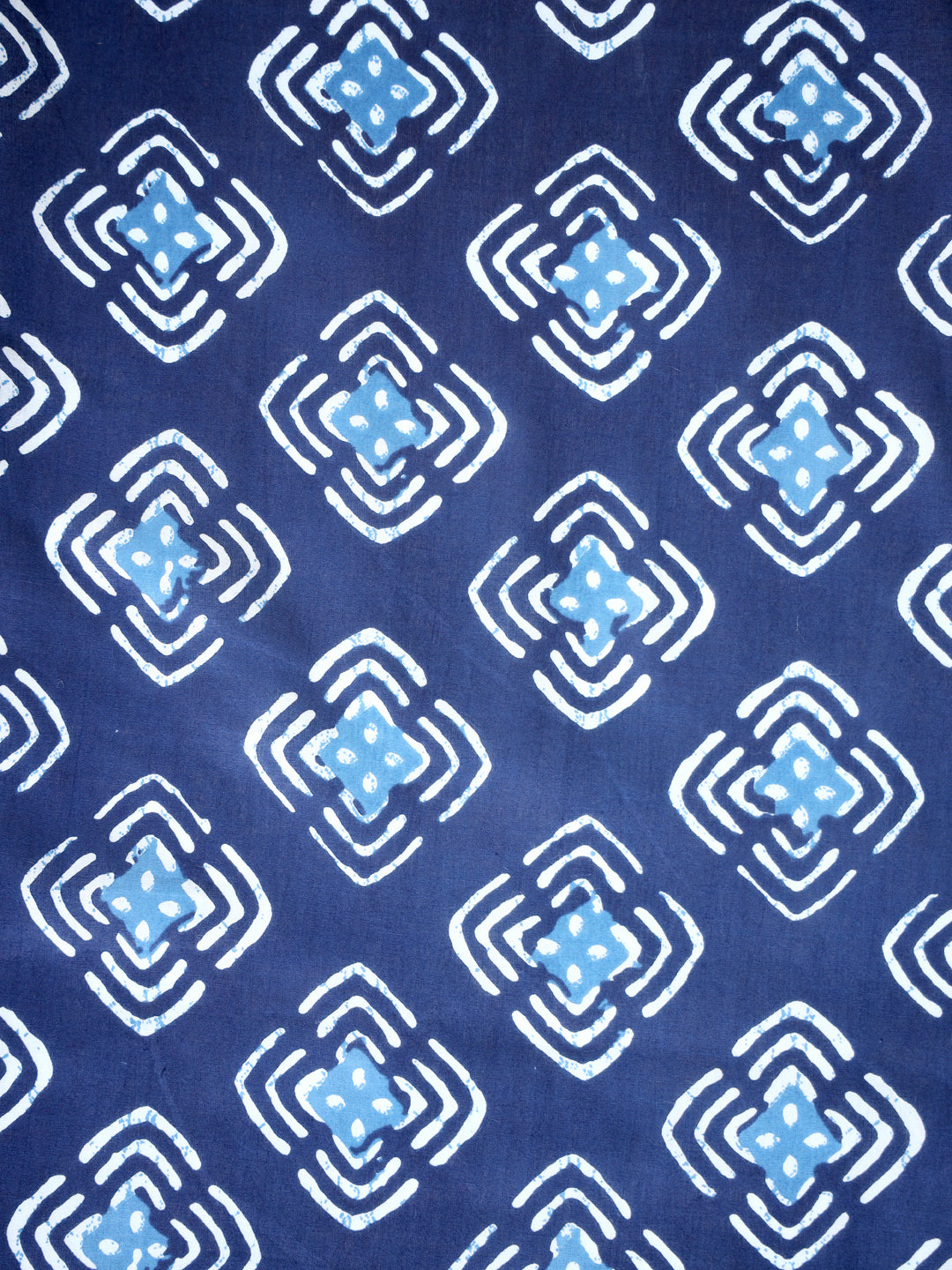 Indigo pure cotton motif screen print  fabric