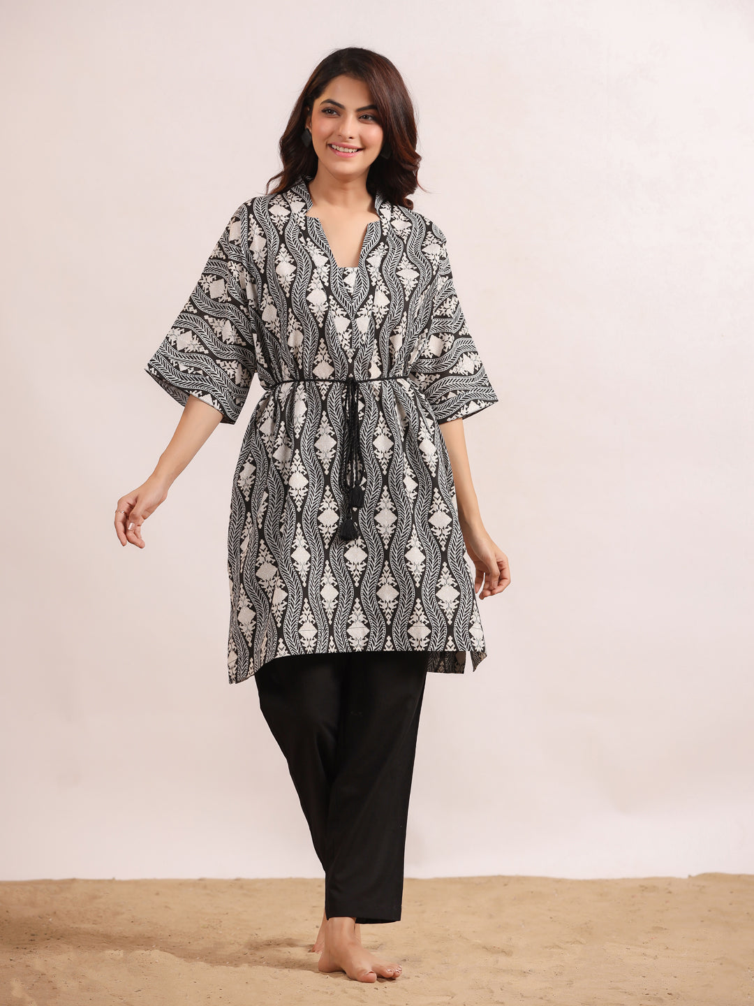 Printed Pure Cotton Kaftan With Pyjamas