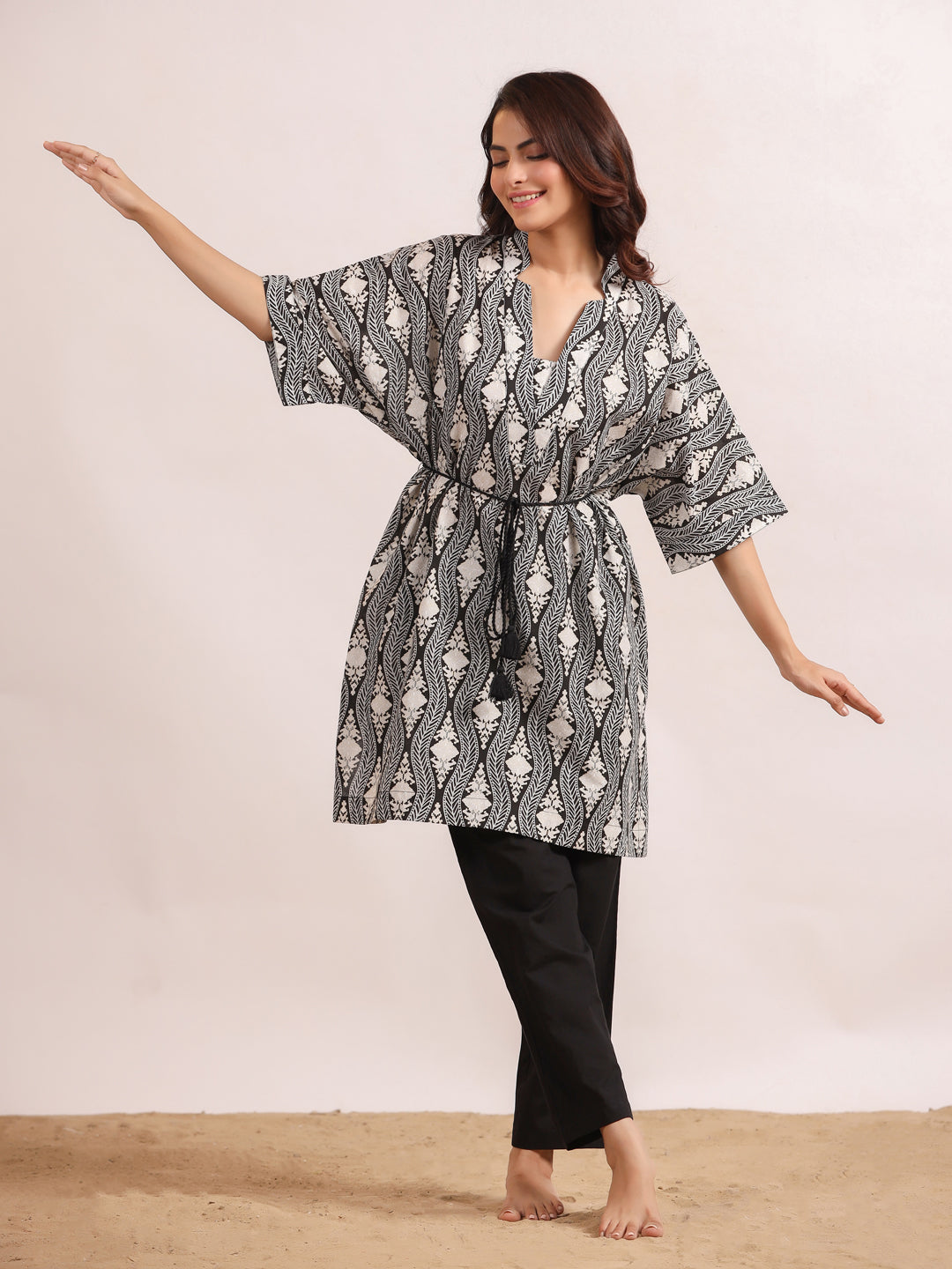 Printed Pure Cotton Kaftan With Pyjamas