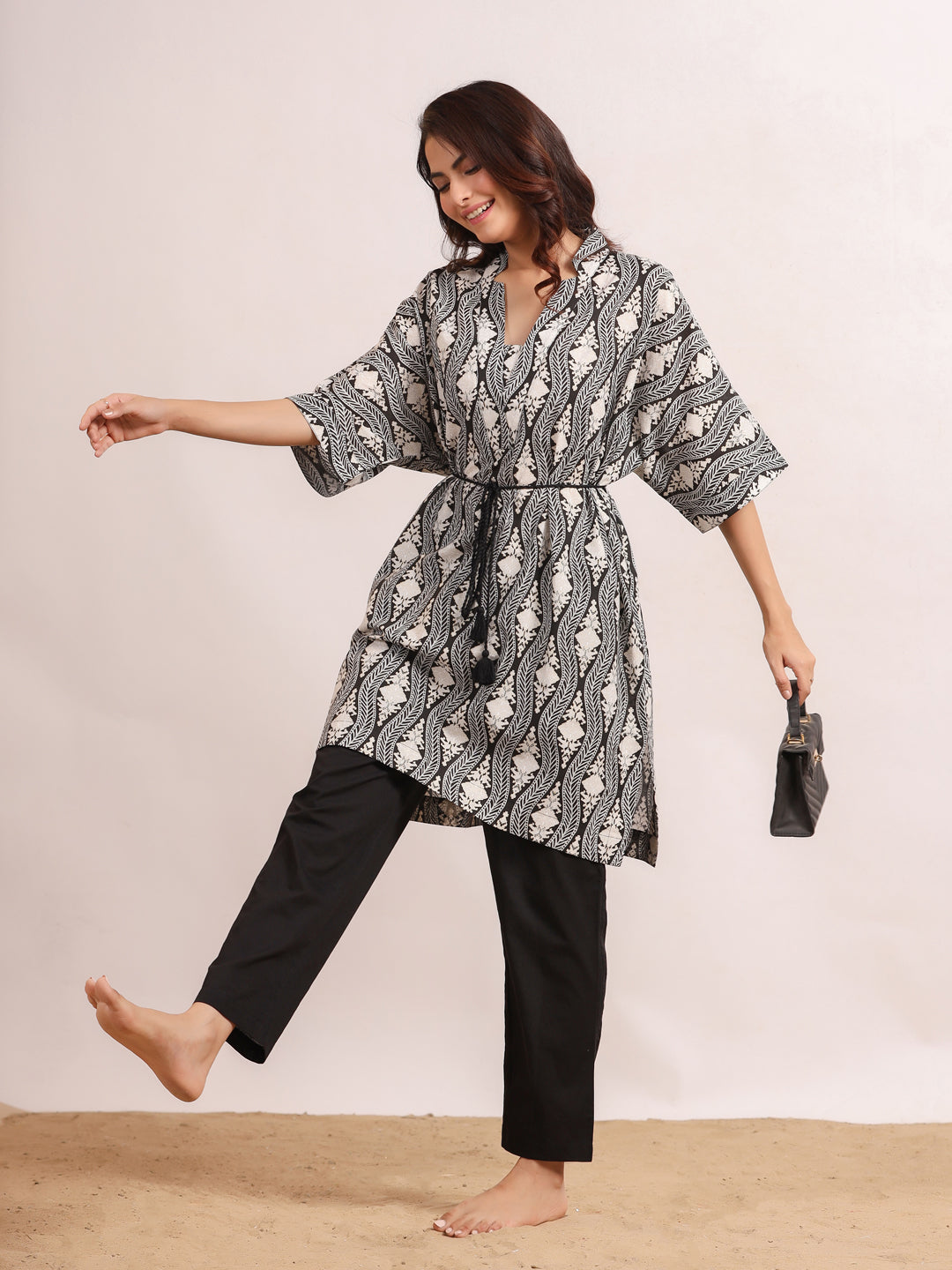 Printed Pure Cotton Kaftan With Pyjamas