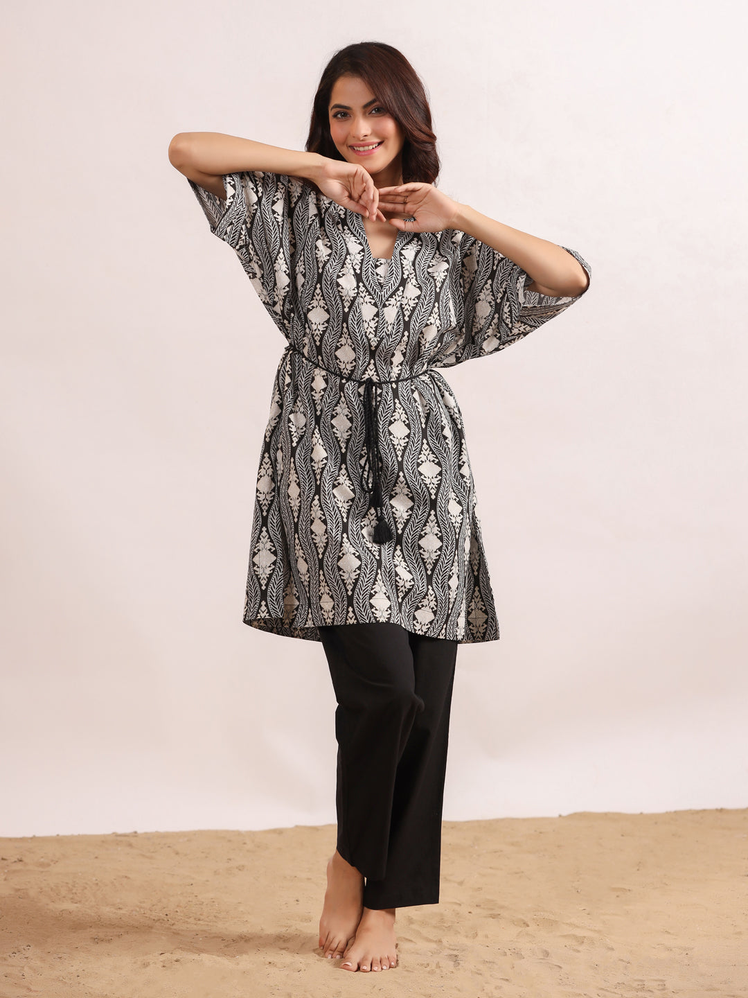 Printed Pure Cotton Kaftan With Pyjamas