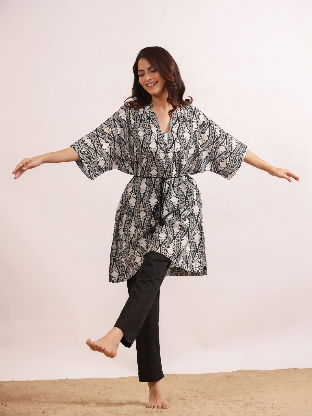 Printed Pure Cotton Kaftan With Pyjamas