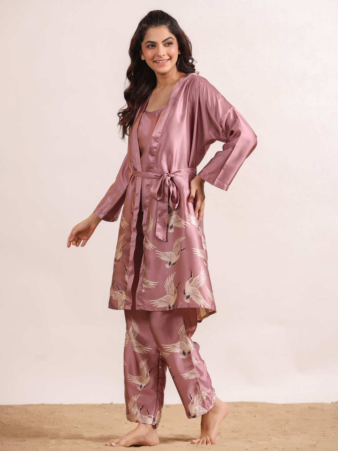 4Pcs Women Poly Satin Night Suit