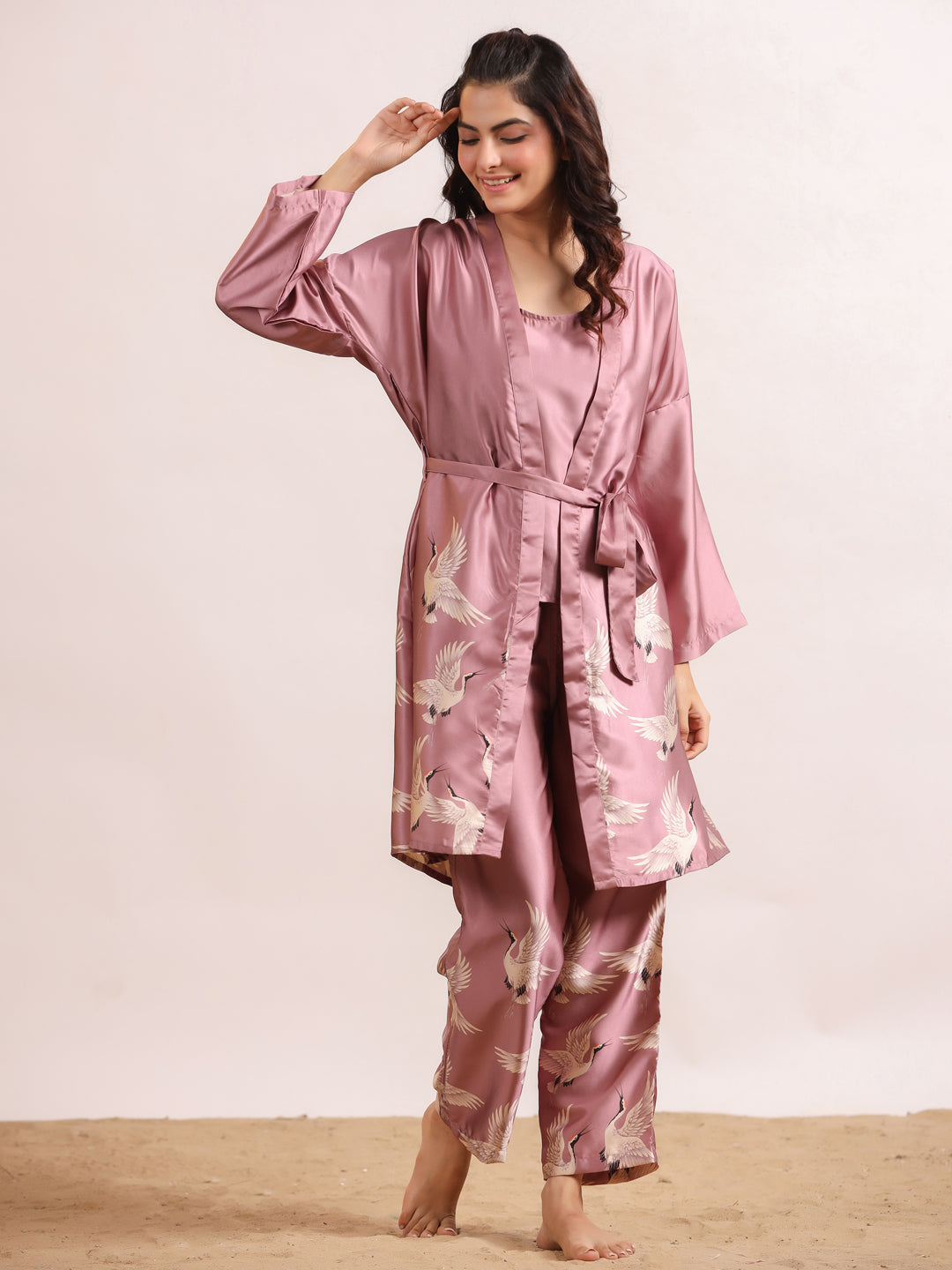 4Pcs Women Poly Satin Night Suit