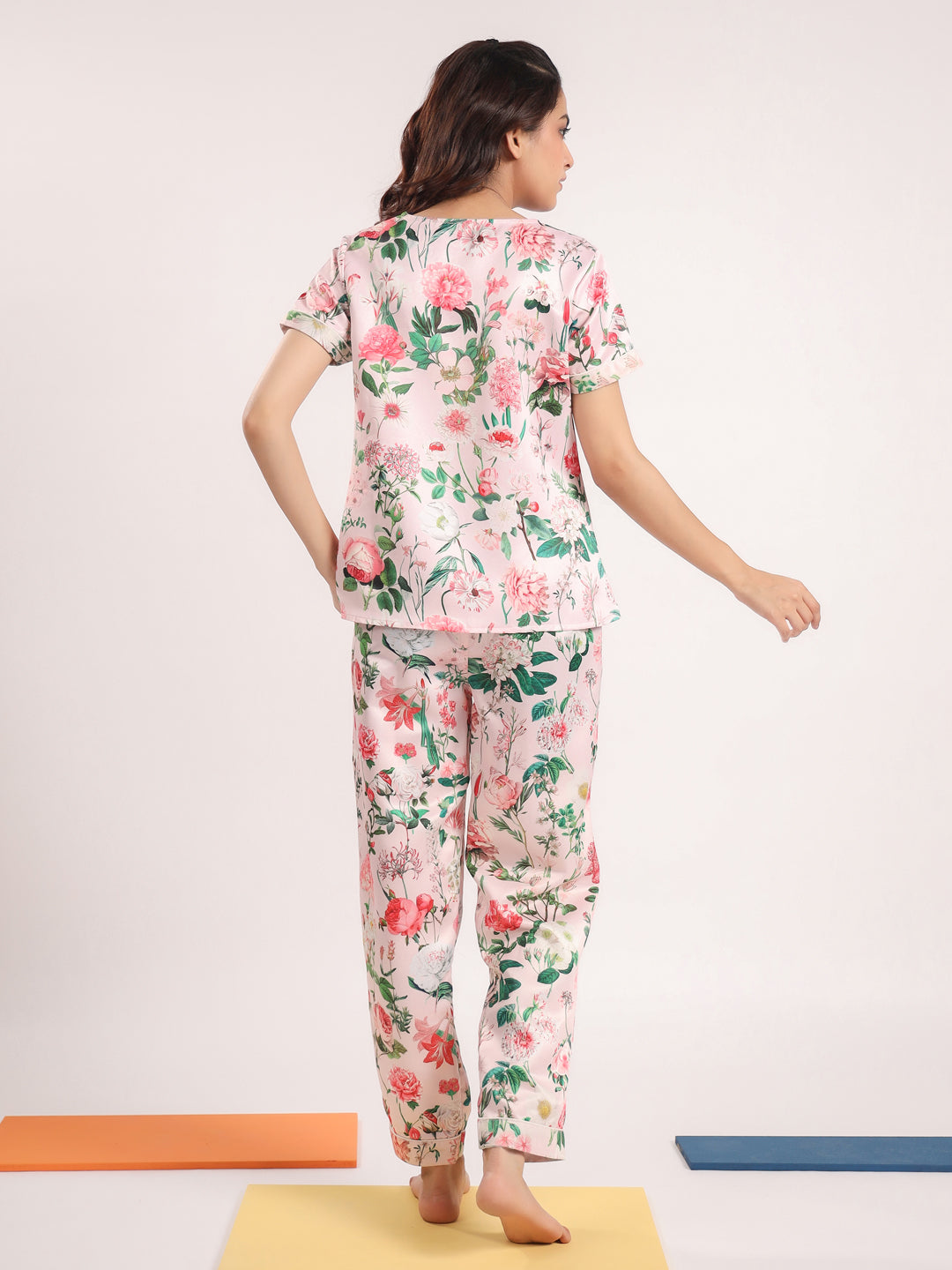 Floral satin night suit