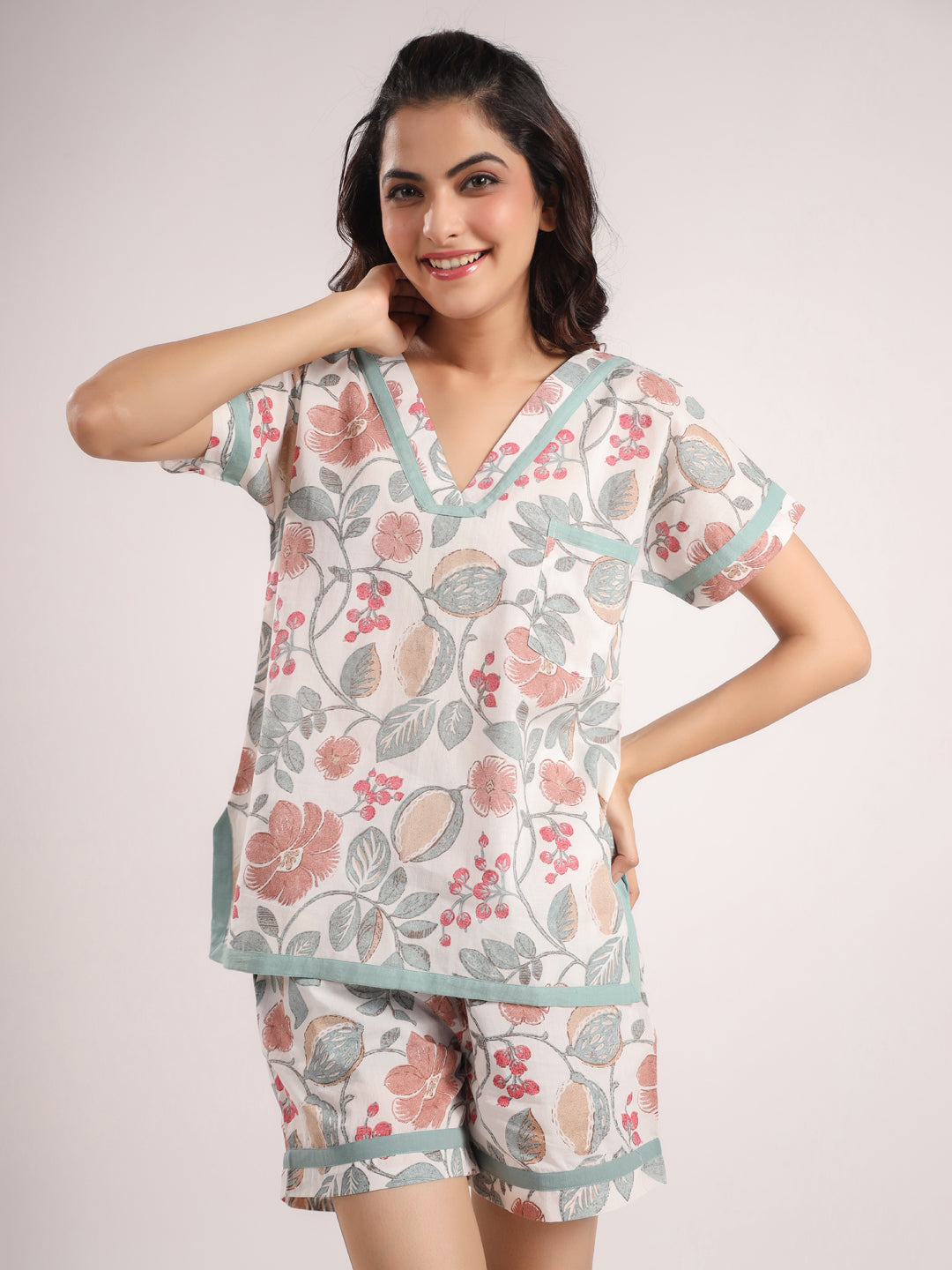 Women's Pure Cotton Floral Print Night suits