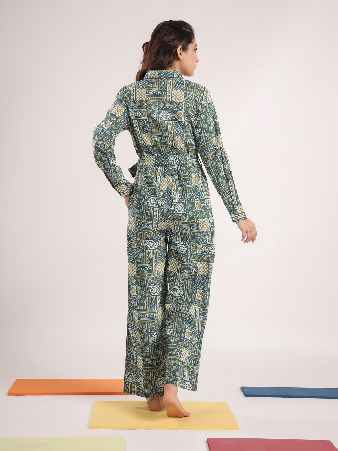 Green Pure Cotton Jumpsuit