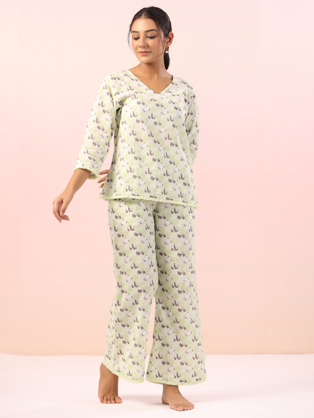 Panda Animal Print Cotton Night Suit