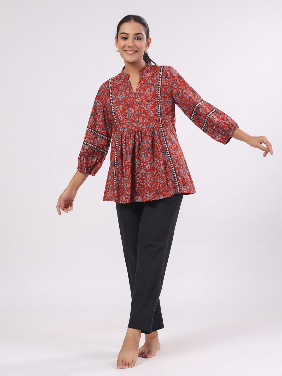 Cotton Floral Printed Night Suit with Pant