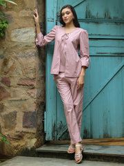 Pink Solid Print Co-ords for Women