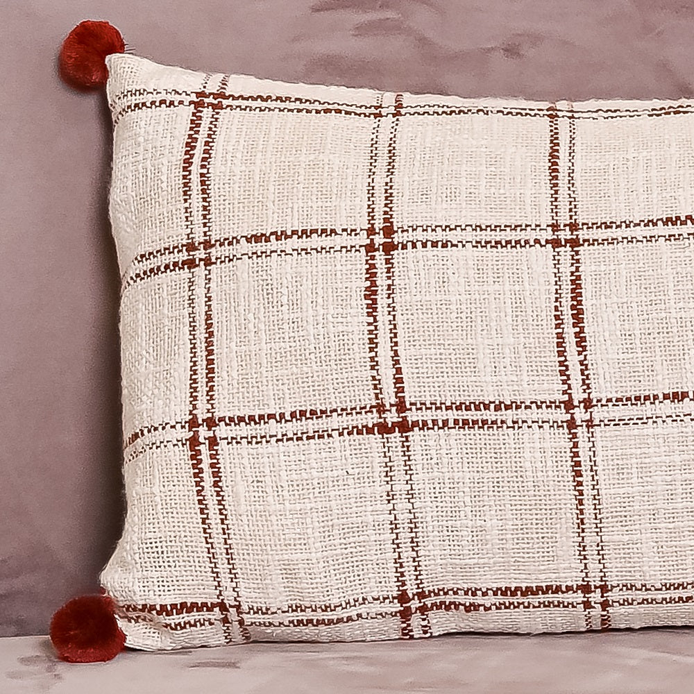 Hand-made Cotton handloom lumbar pillow