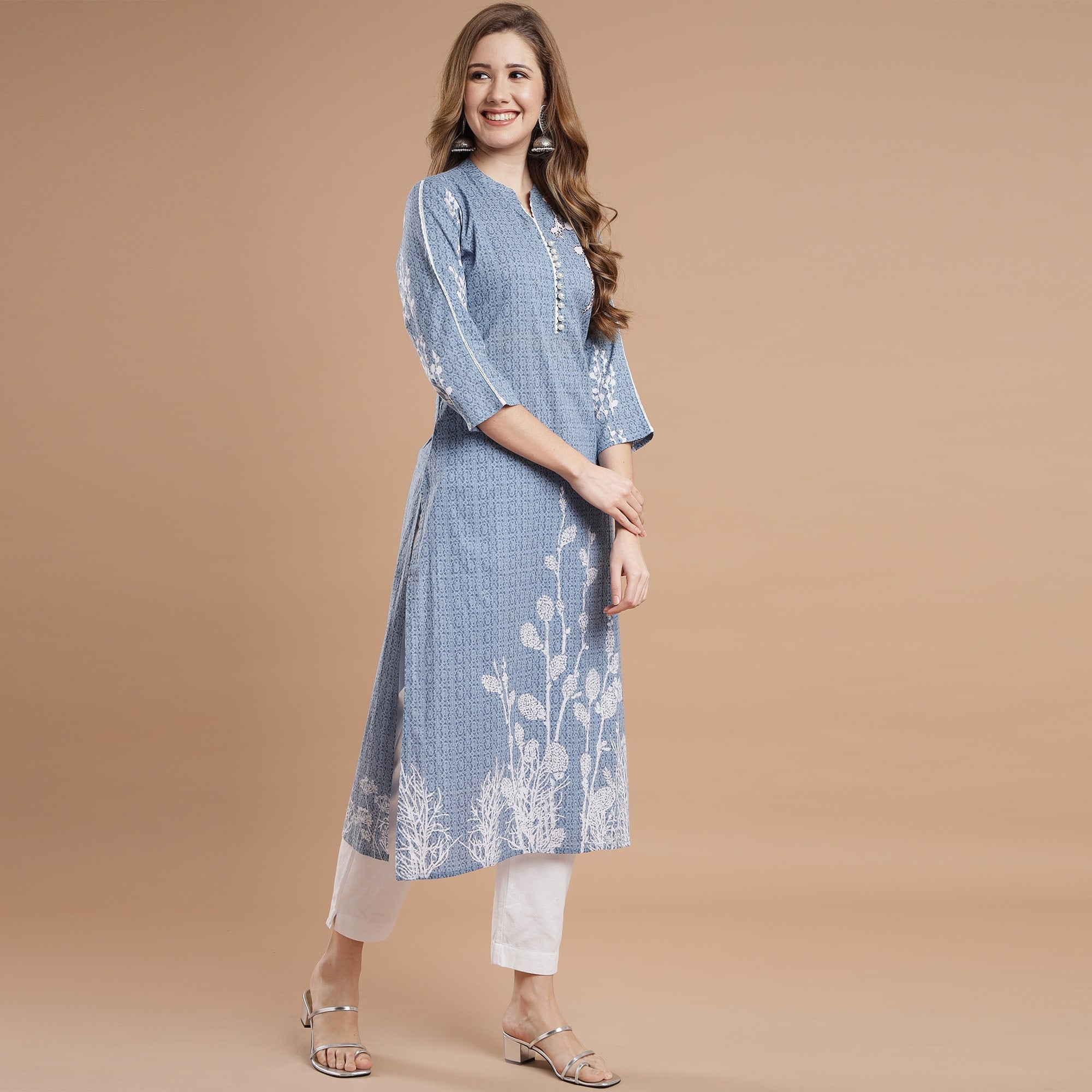 RANGDEEP BLUE RAYON WOMEN'S STRAIGHT KURTA