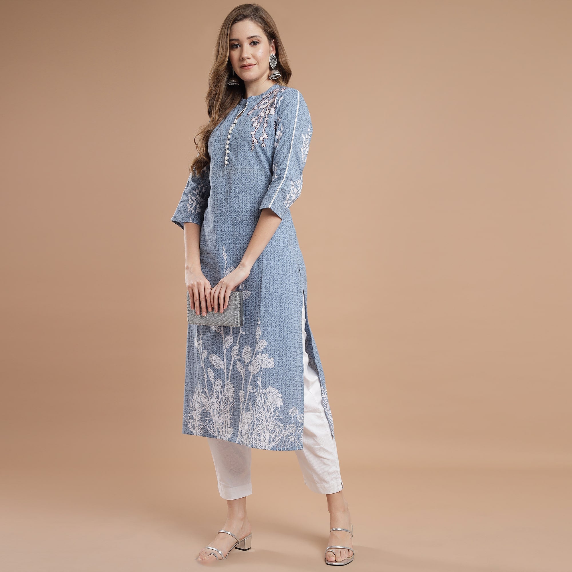 RANGDEEP BLUE RAYON WOMEN'S STRAIGHT KURTA