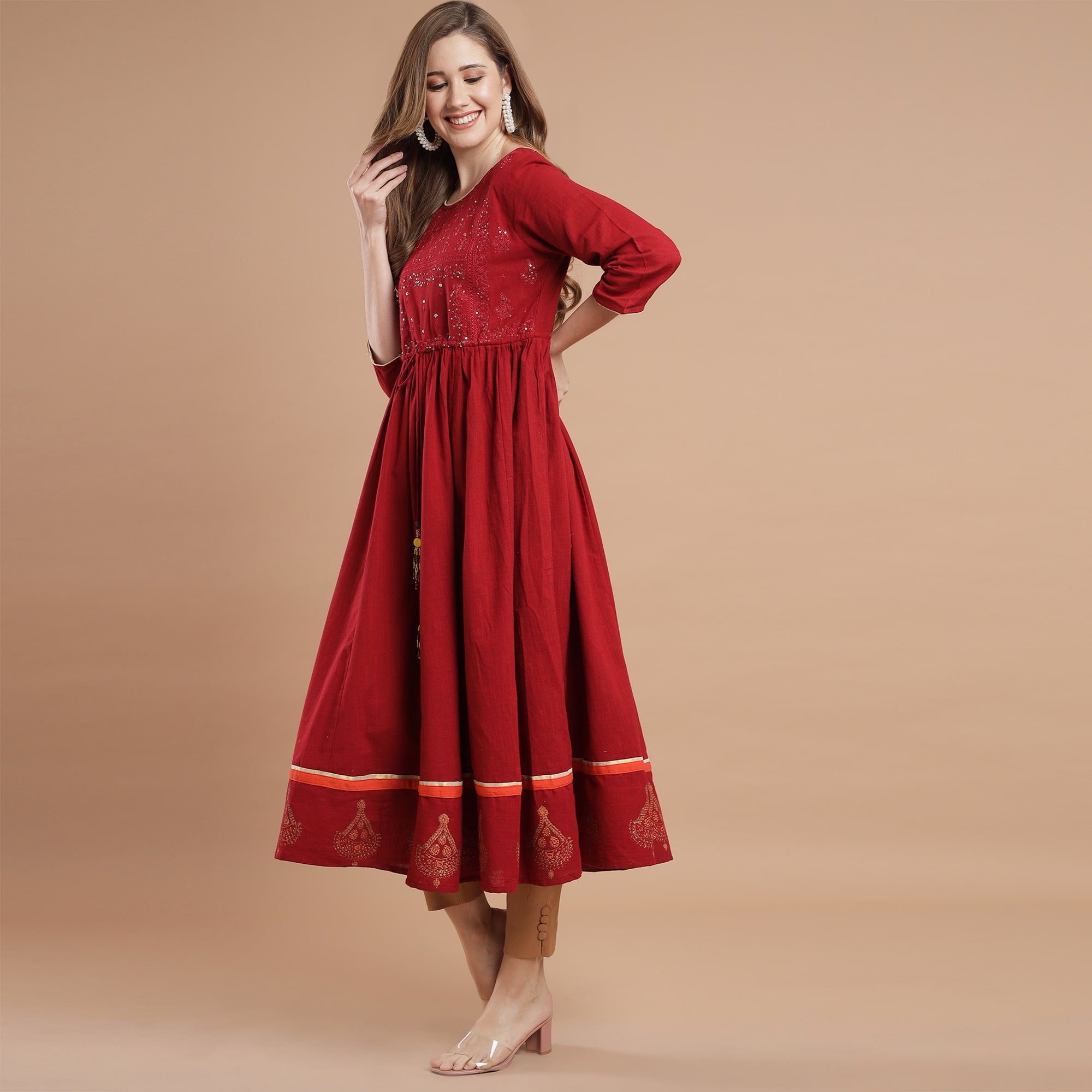 RANGDEEP RED  WOMEN'S ANARKALI KURTA