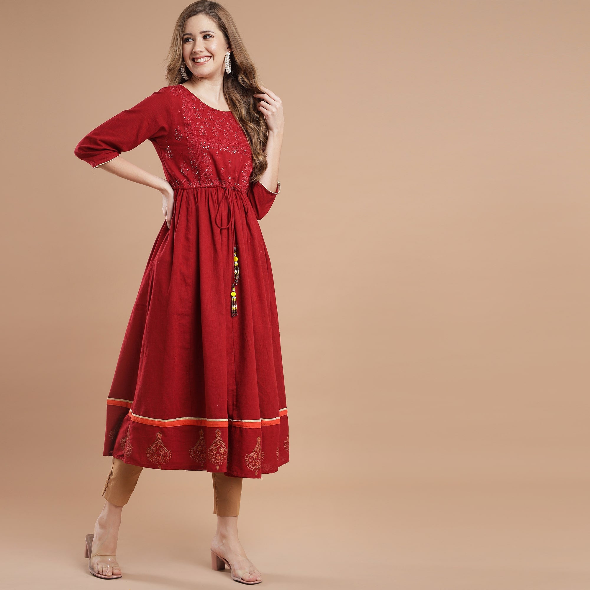 RANGDEEP RED  WOMEN'S ANARKALI KURTA