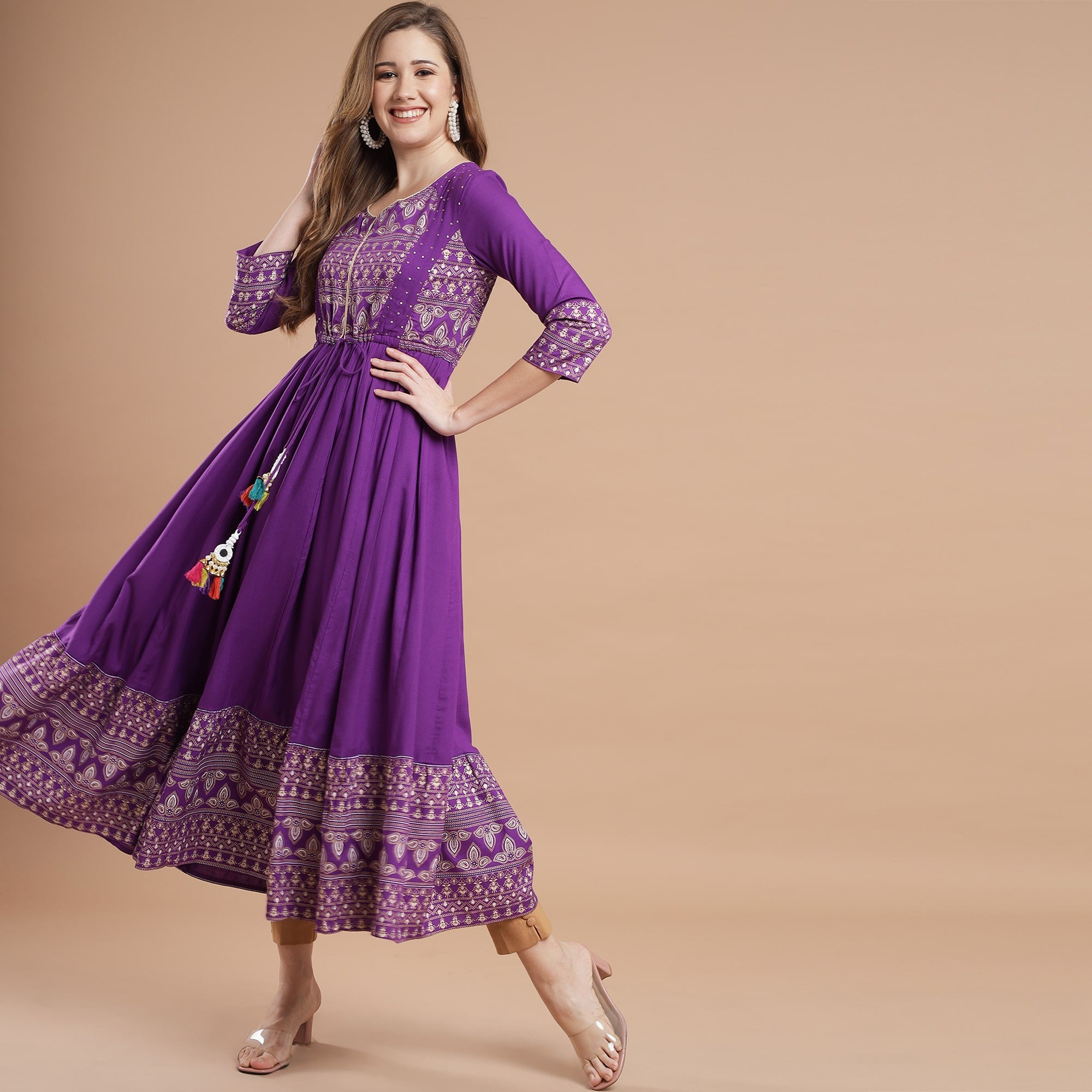 RANGDEEP PURPLE RAYON WOMEN'S ANARKALI KURTA