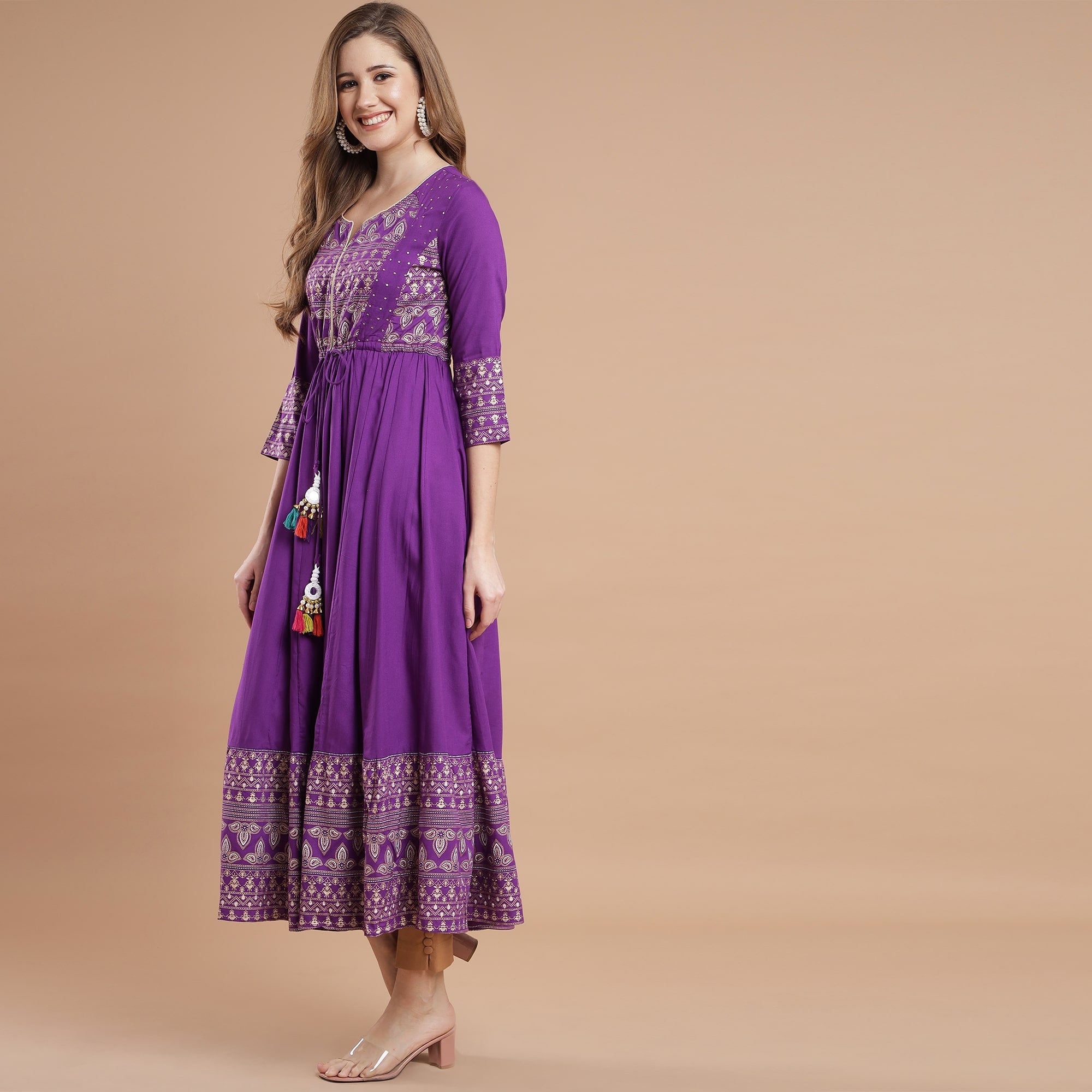 RANGDEEP PURPLE RAYON WOMEN'S ANARKALI KURTA