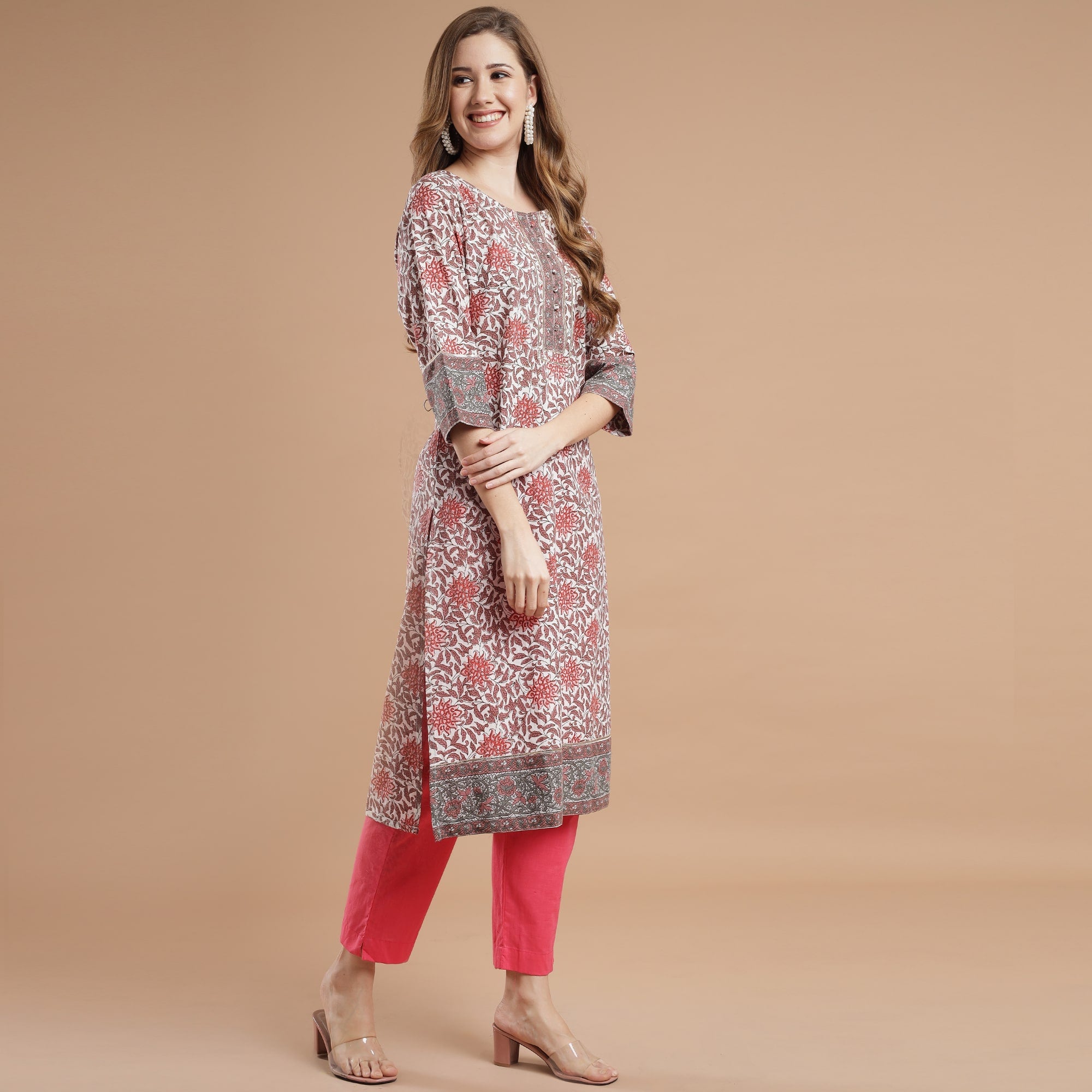 RANGDEEP FLORAL PRINT RAYON WOMEN'S STRAIGHT KURTA