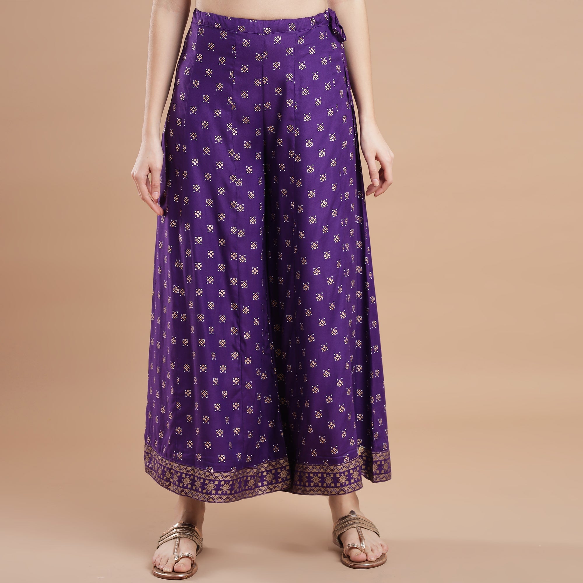 Rang Deep Purple Rayon Set of Kurti With  Palazzo & Dupatta