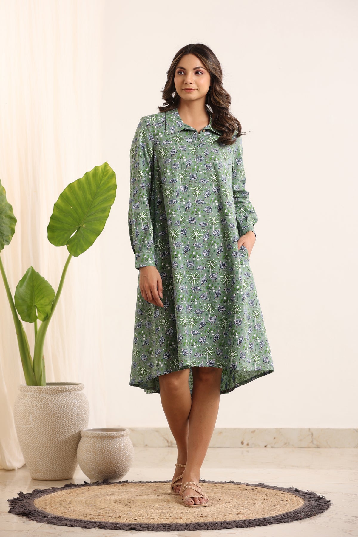 Cotton duck print  Lounge Dress