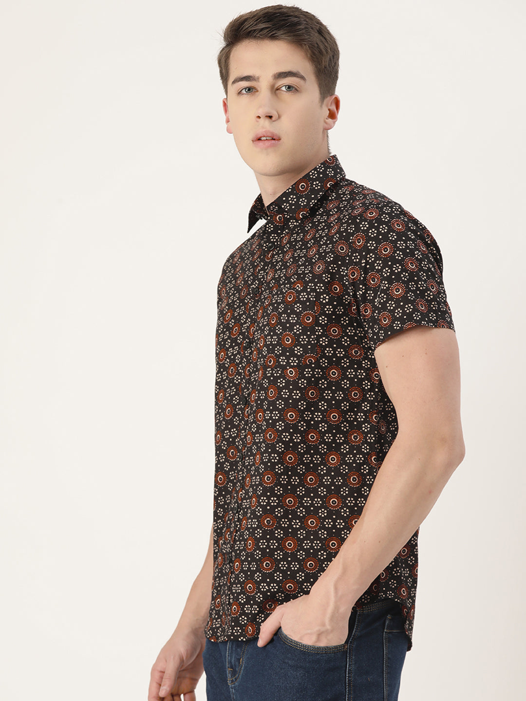 Black Cotton Printed Shirt