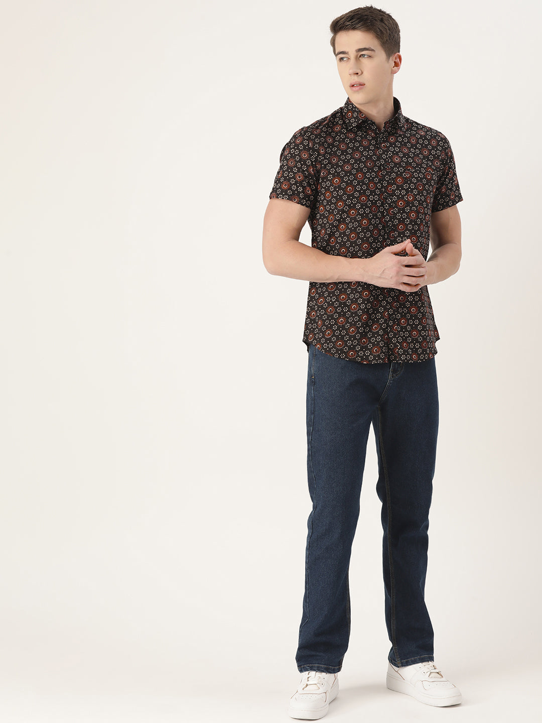 Black Cotton Printed Shirt