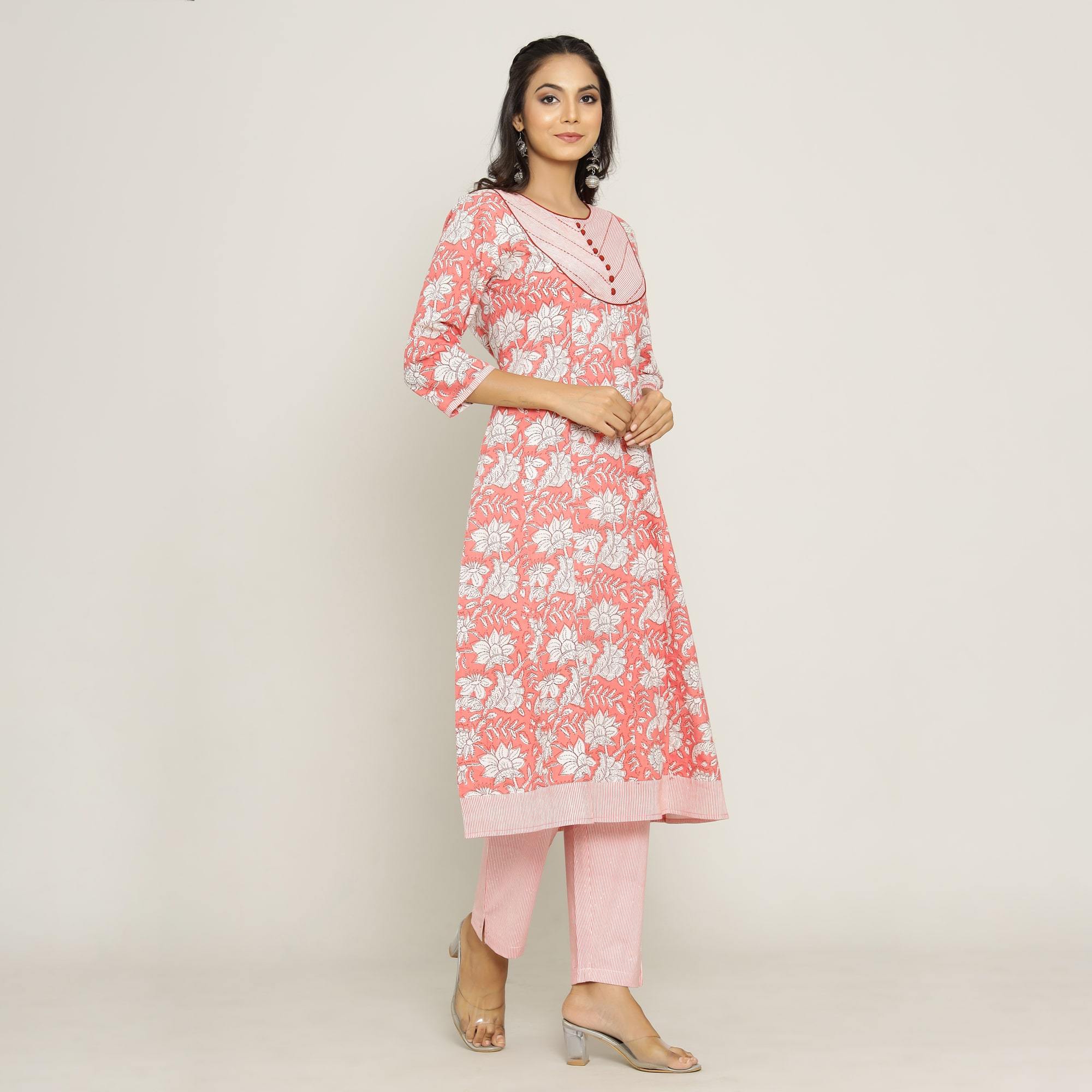 Rang Deep Women Set of Pink Cotton Kurti