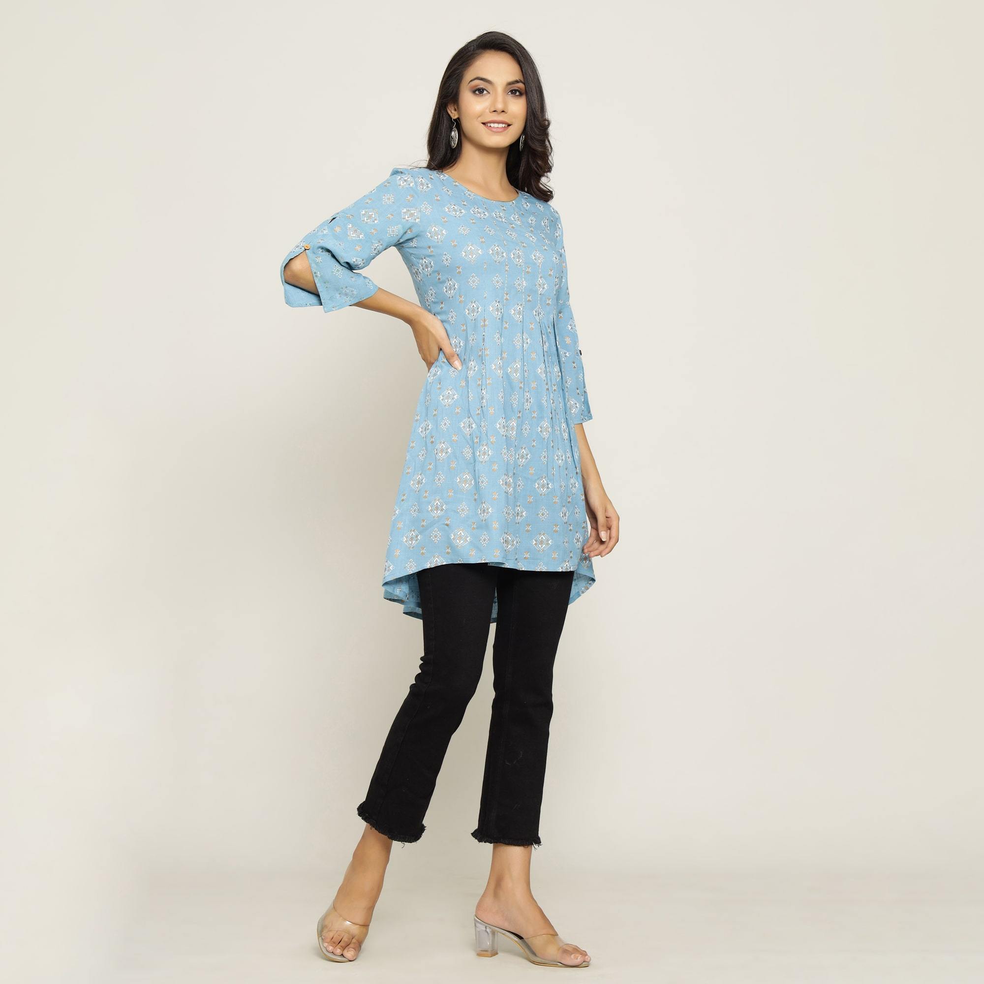 Rang Deep Women Light Blue Cotton top