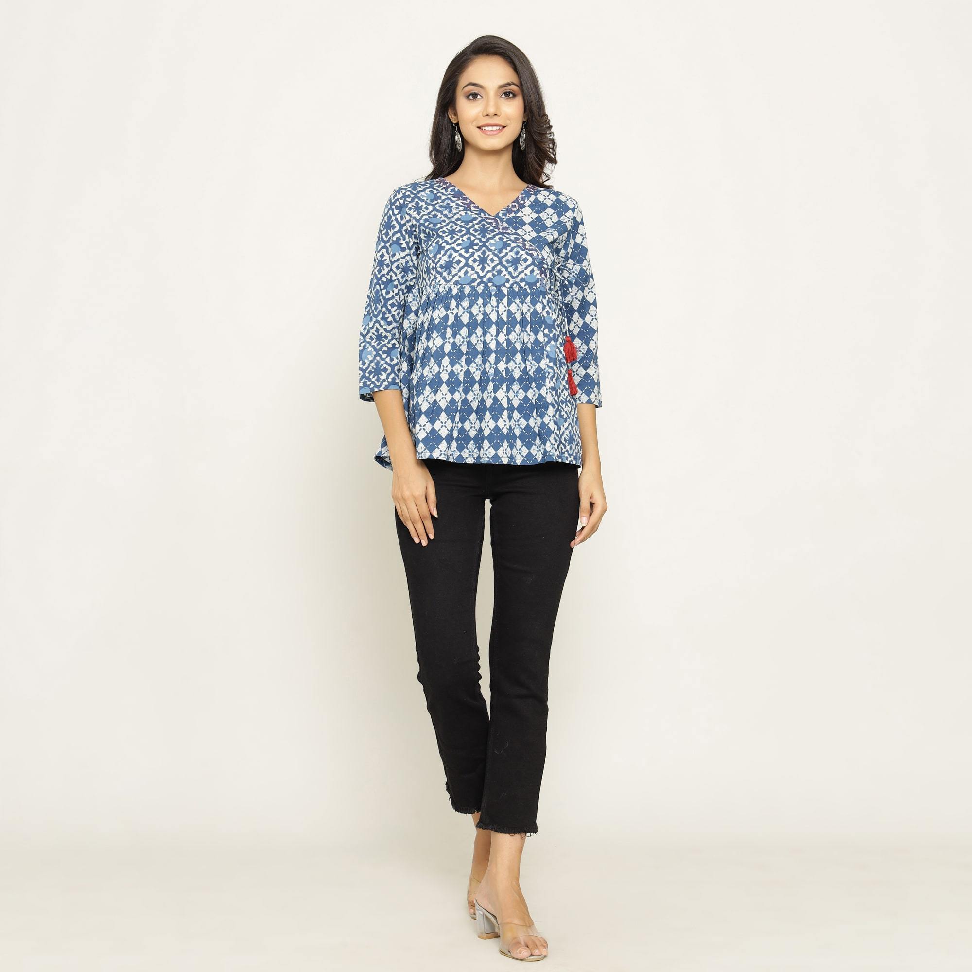 Rang Deep Women Blue Cotton top