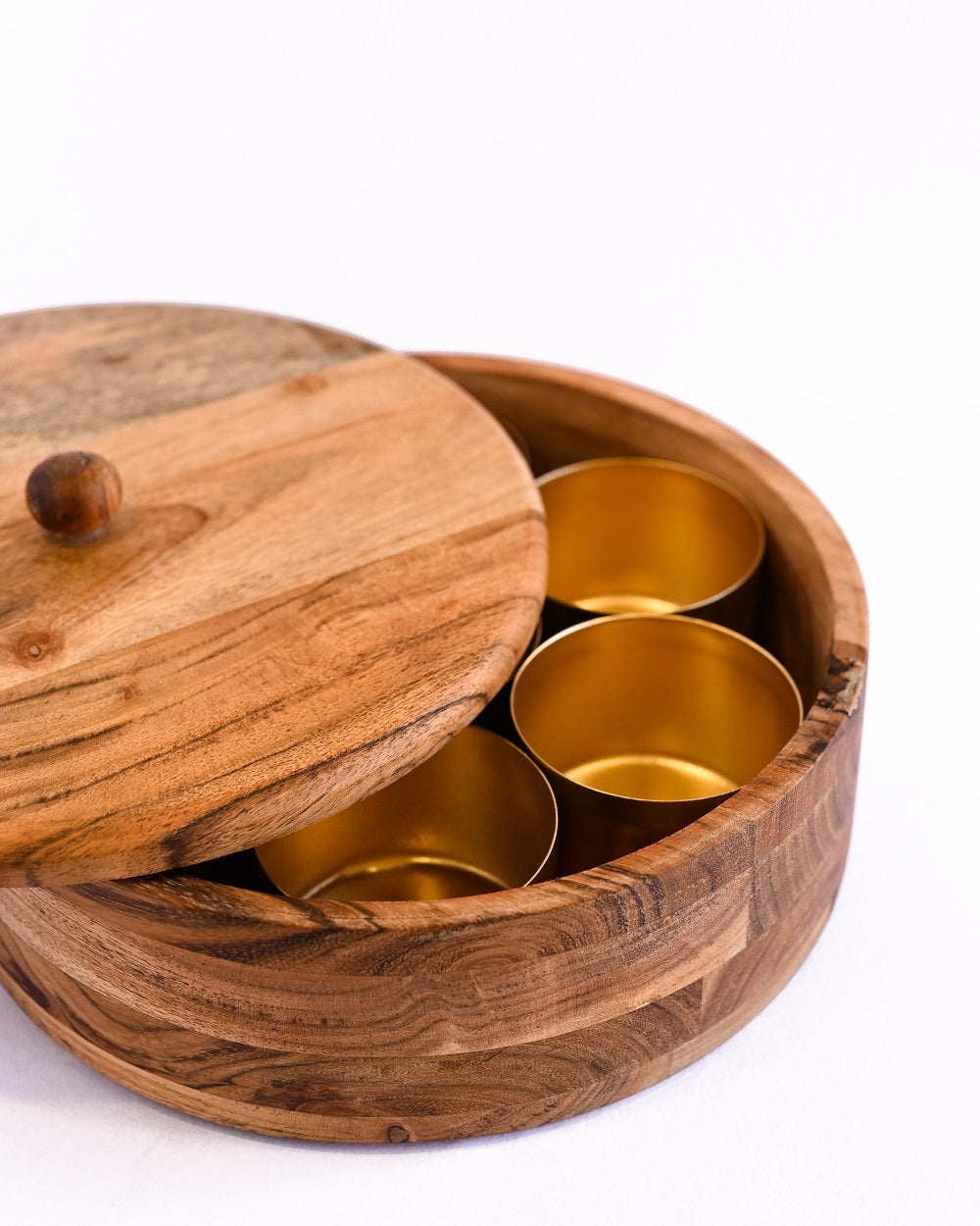 SPICE BOX WITH BRASS COMPARTMENTS