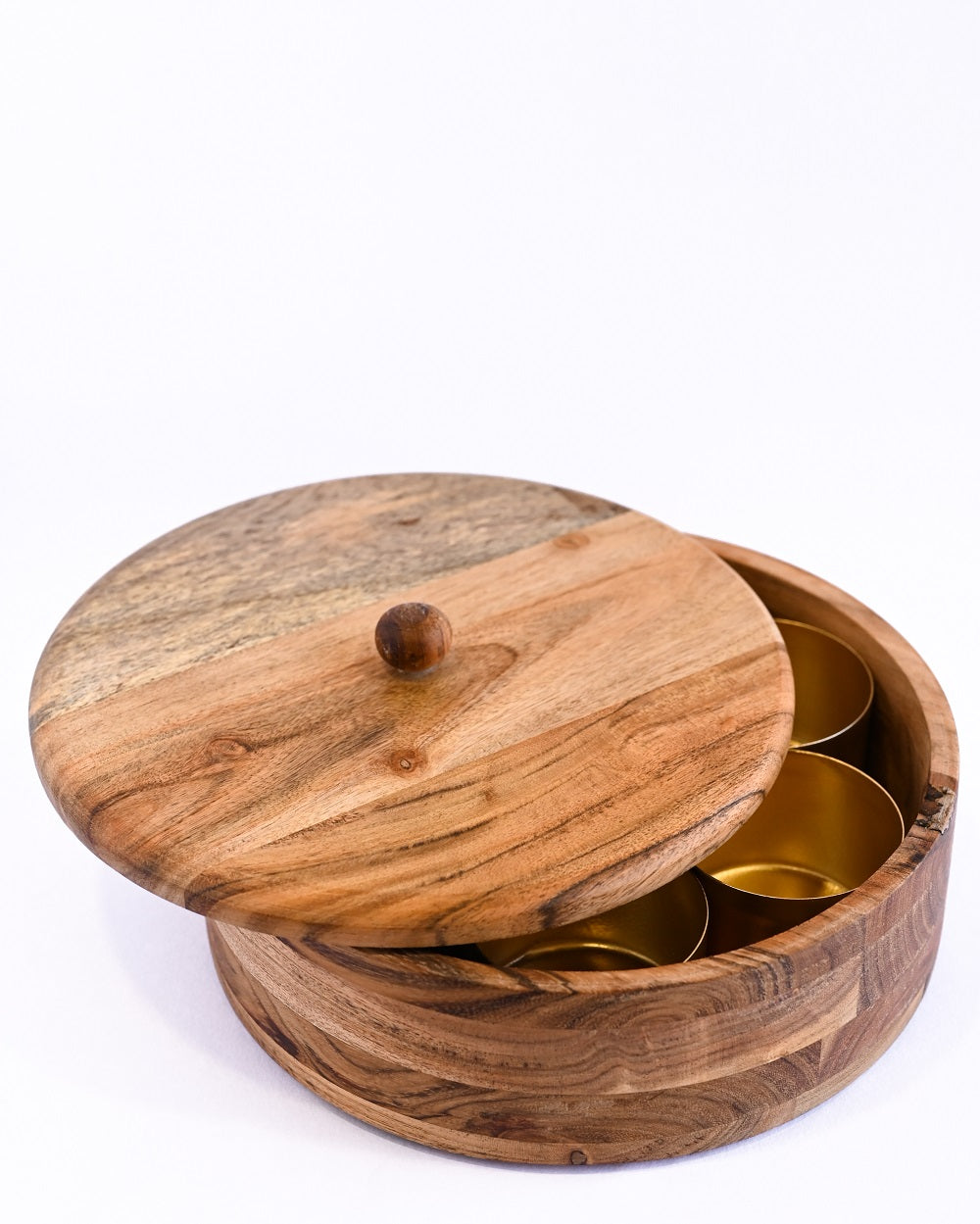 SPICE BOX WITH BRASS COMPARTMENTS