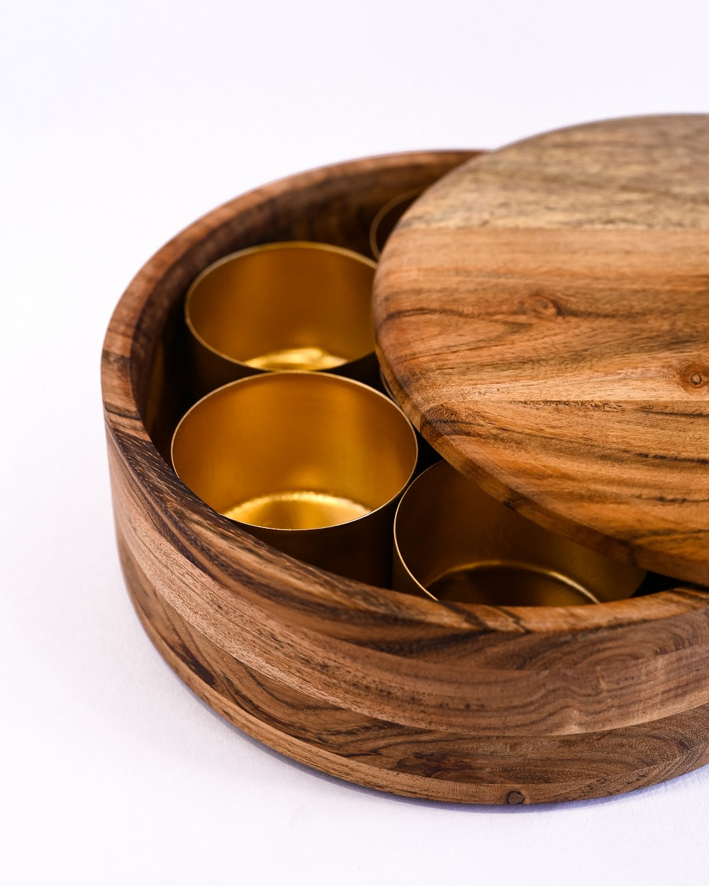 SPICE BOX WITH BRASS COMPARTMENTS