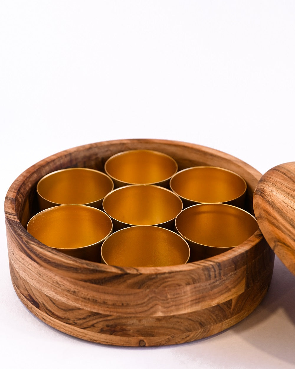 SPICE BOX WITH BRASS COMPARTMENTS