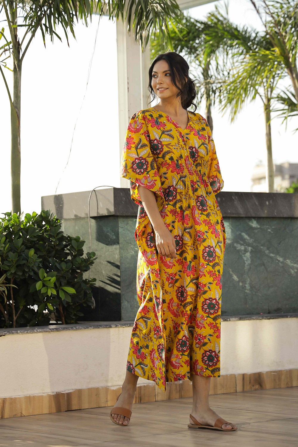 Yellow Printed Kaftan Loungewear