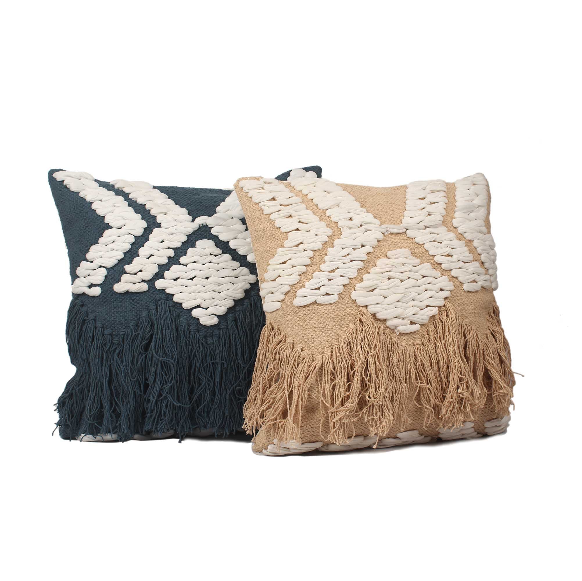 Bohemian hand-made Cotton woven Cushion Covers (Set of 2 )