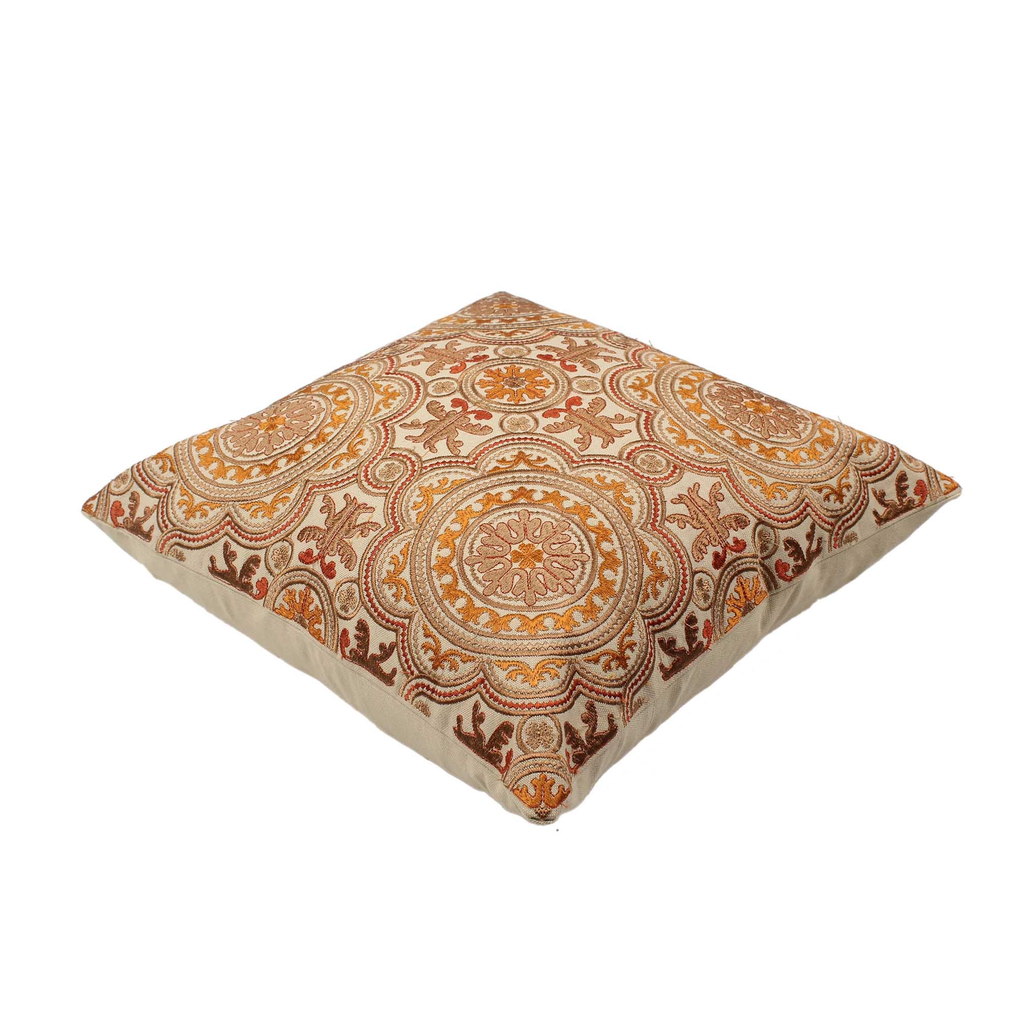 Multi-color Embroidered Cotton Cushion Cover