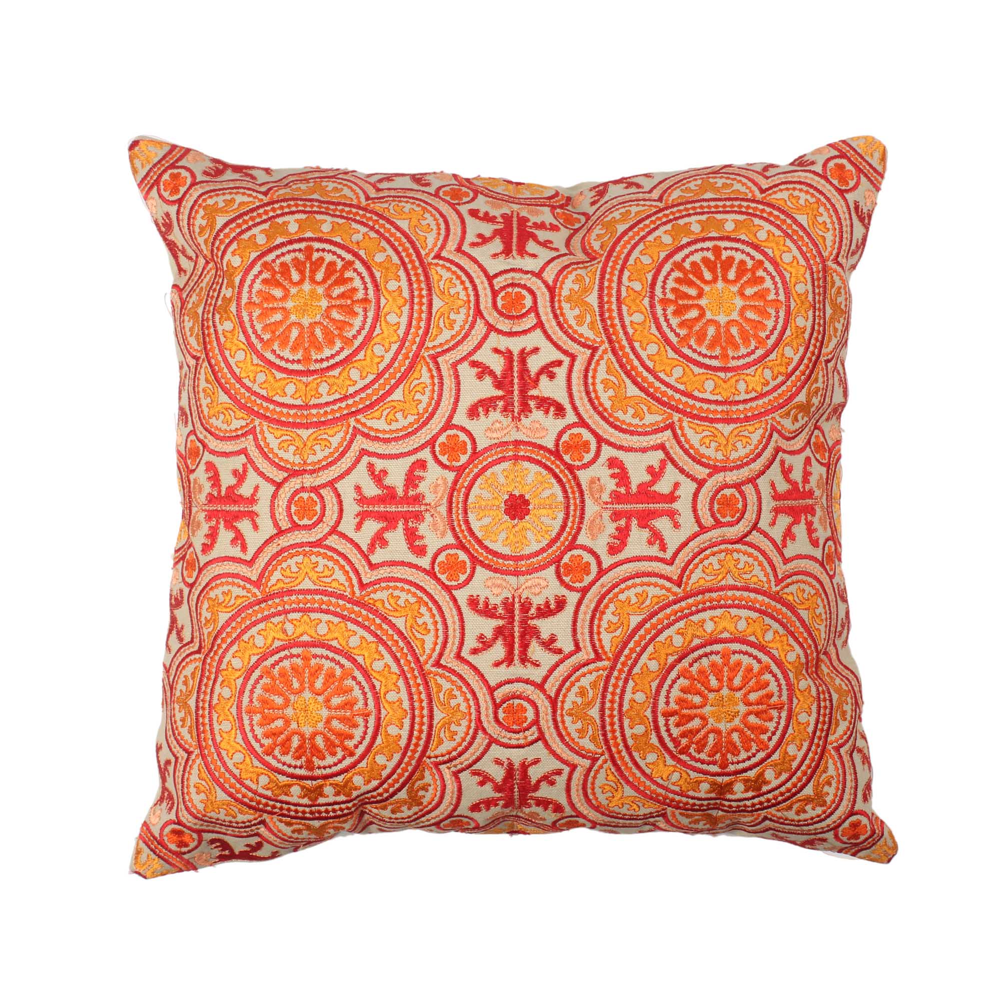 Multi-color Embroidered Cotton Cushion Cover