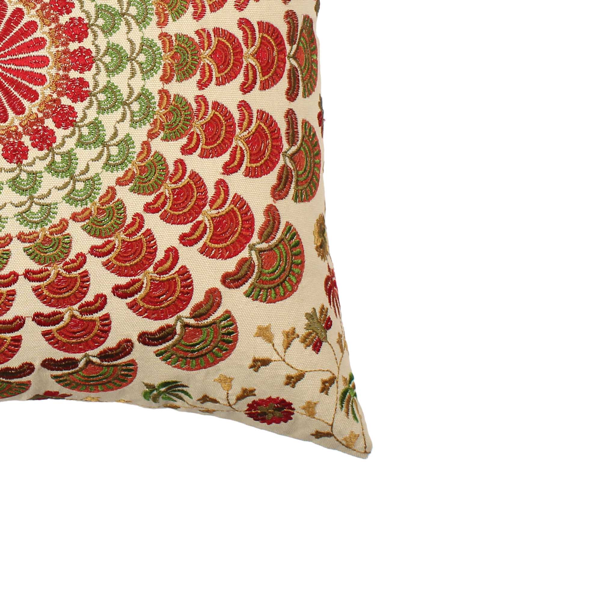 Multi-color Embroidered Cotton Cushion Cover