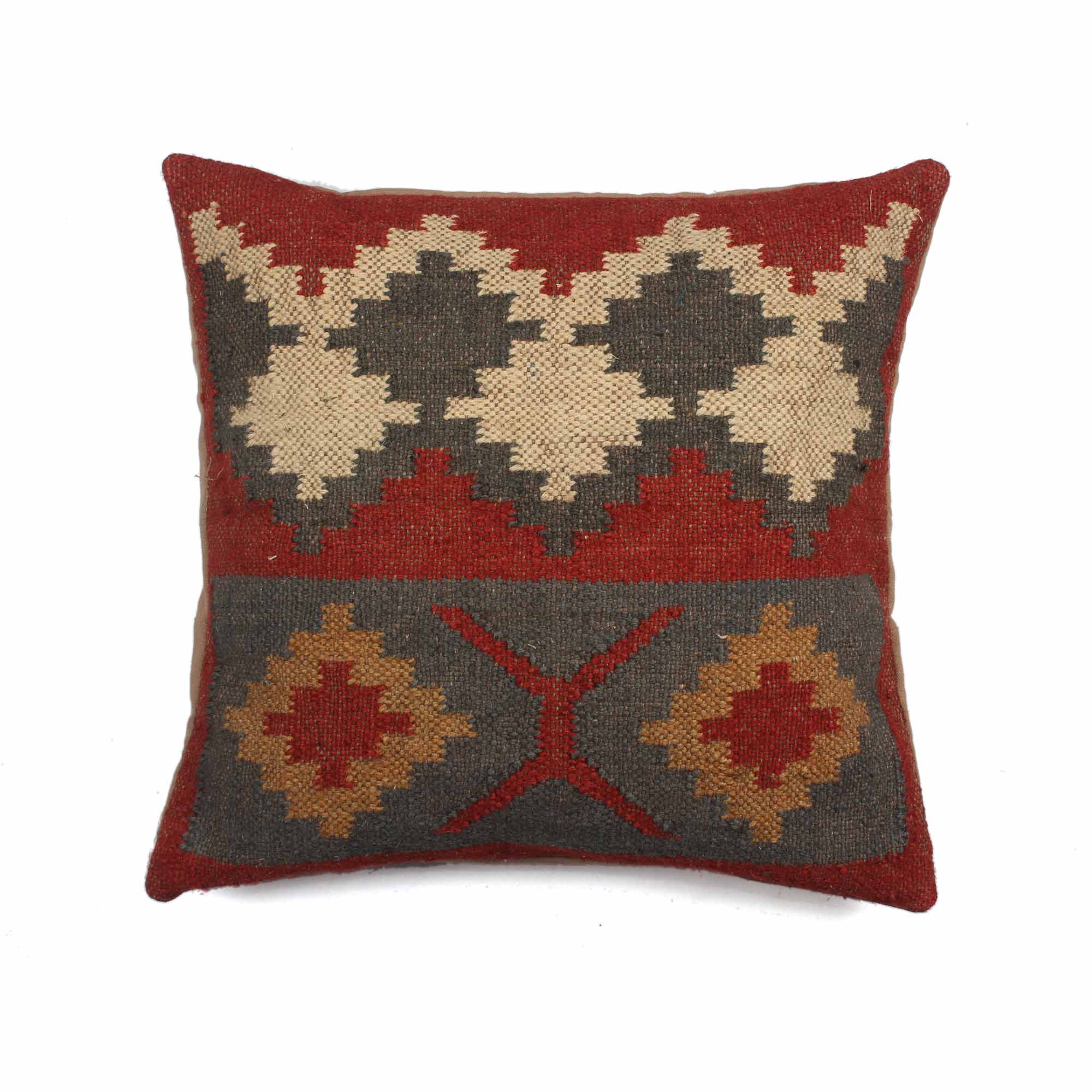 Hand-made Jute Multicolor Cushion Cover